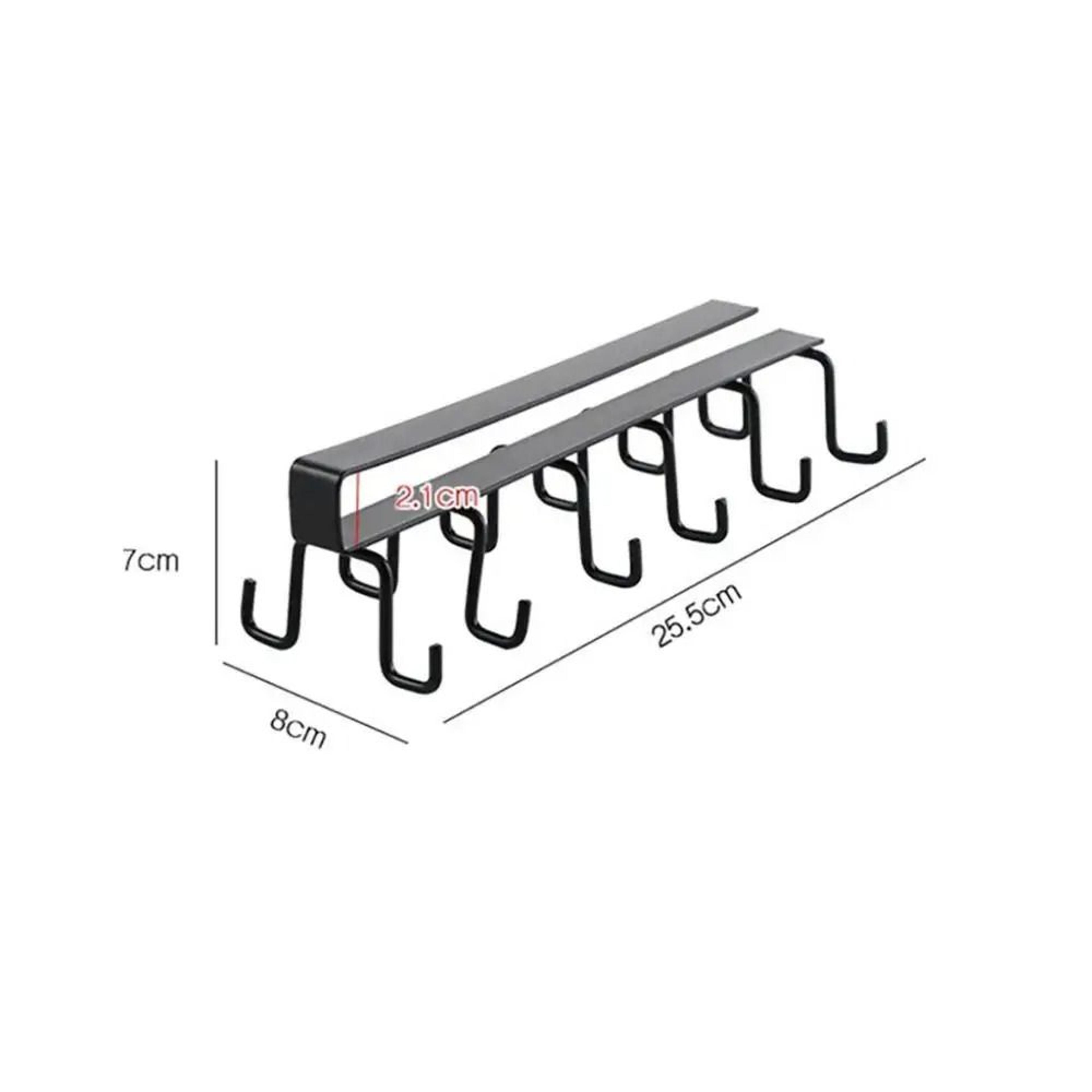 Punch Free Double Row Hanging Cup Holder With Wall Hooks 5