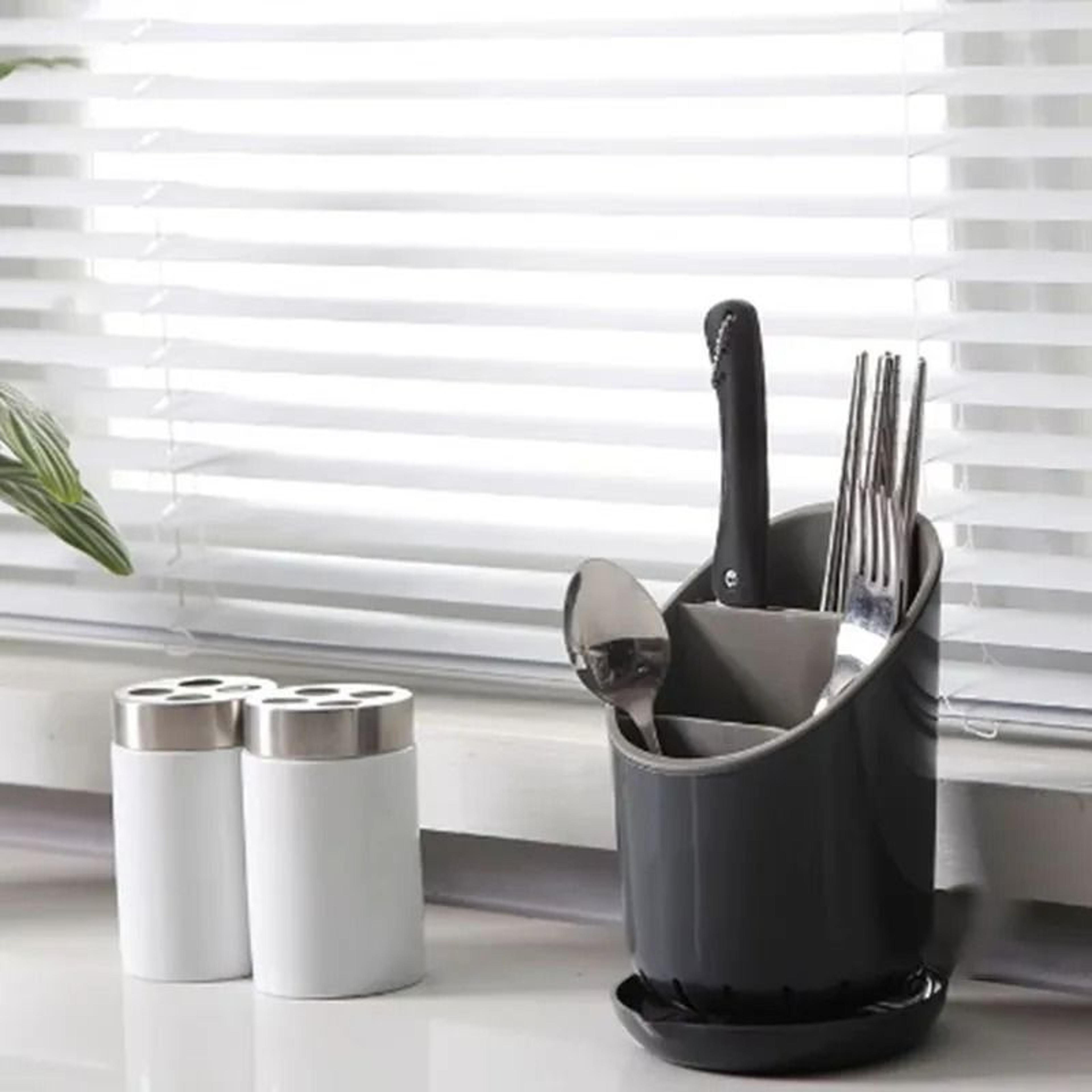 Plastic Cutlery Holder And Draining Rack For Kitchen Utensils 4
