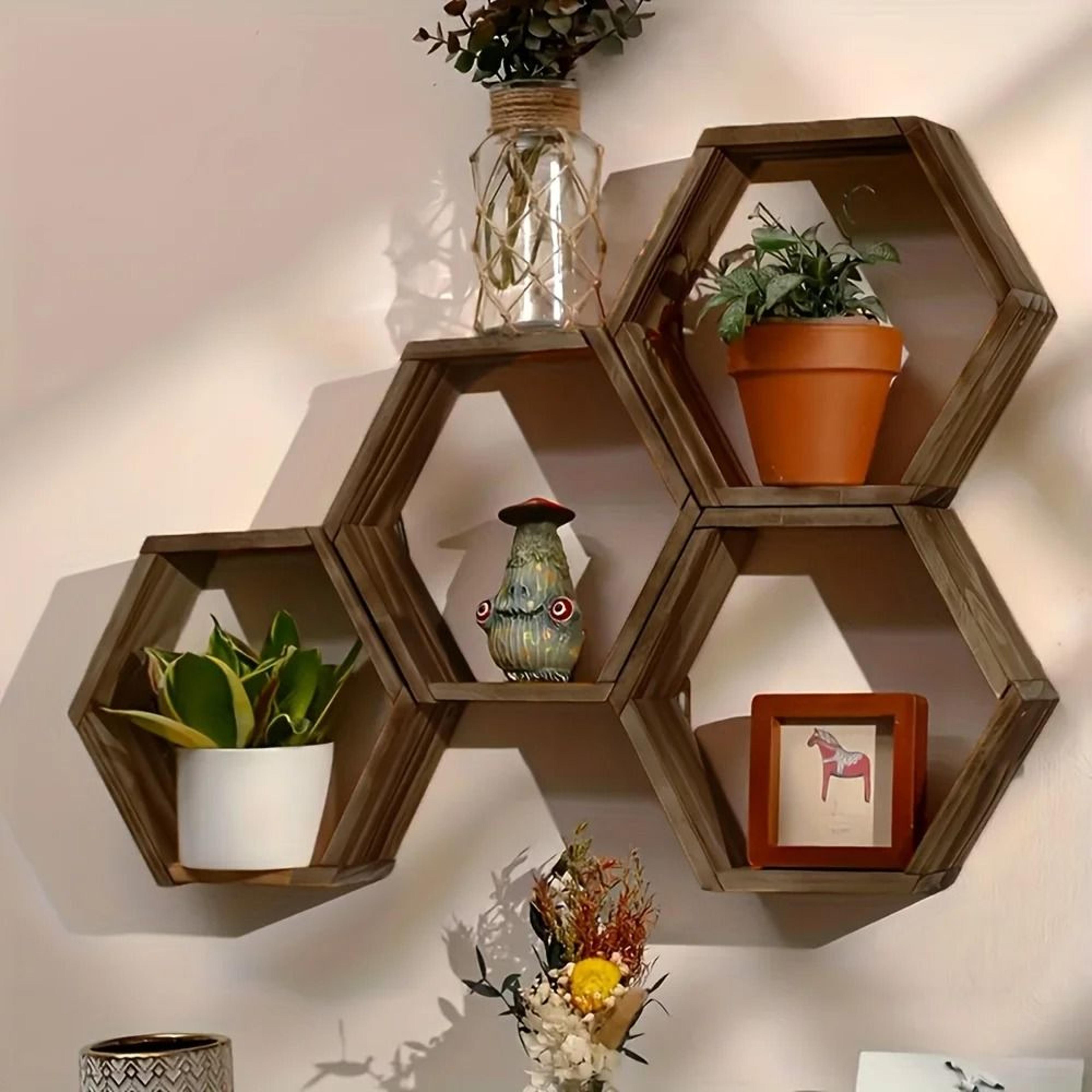 Hexagon Floating Wall Shelf For Bathroom And Bedroom Decor 1