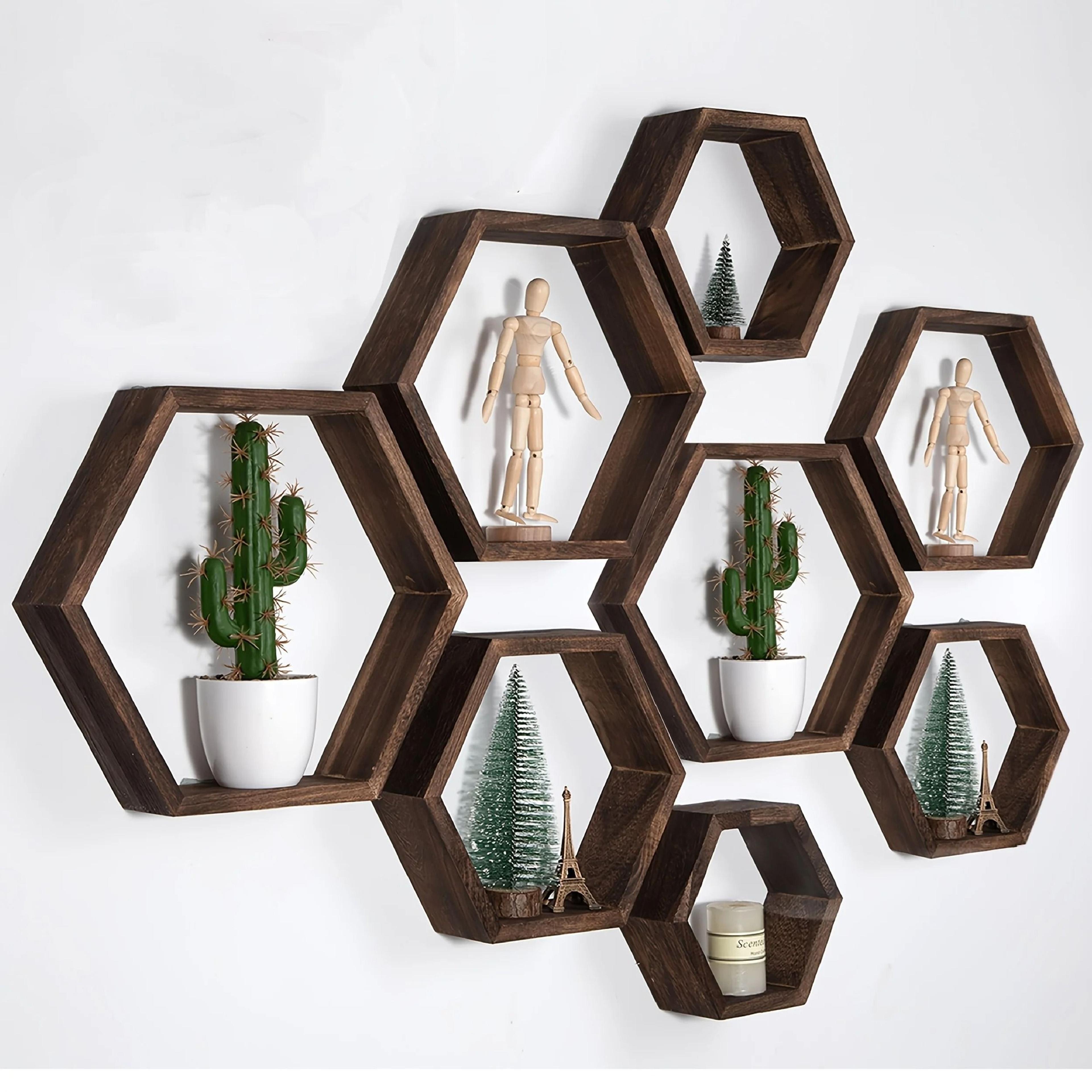 Hexagon Floating Wall Shelf For Bathroom And Bedroom Decor 3
