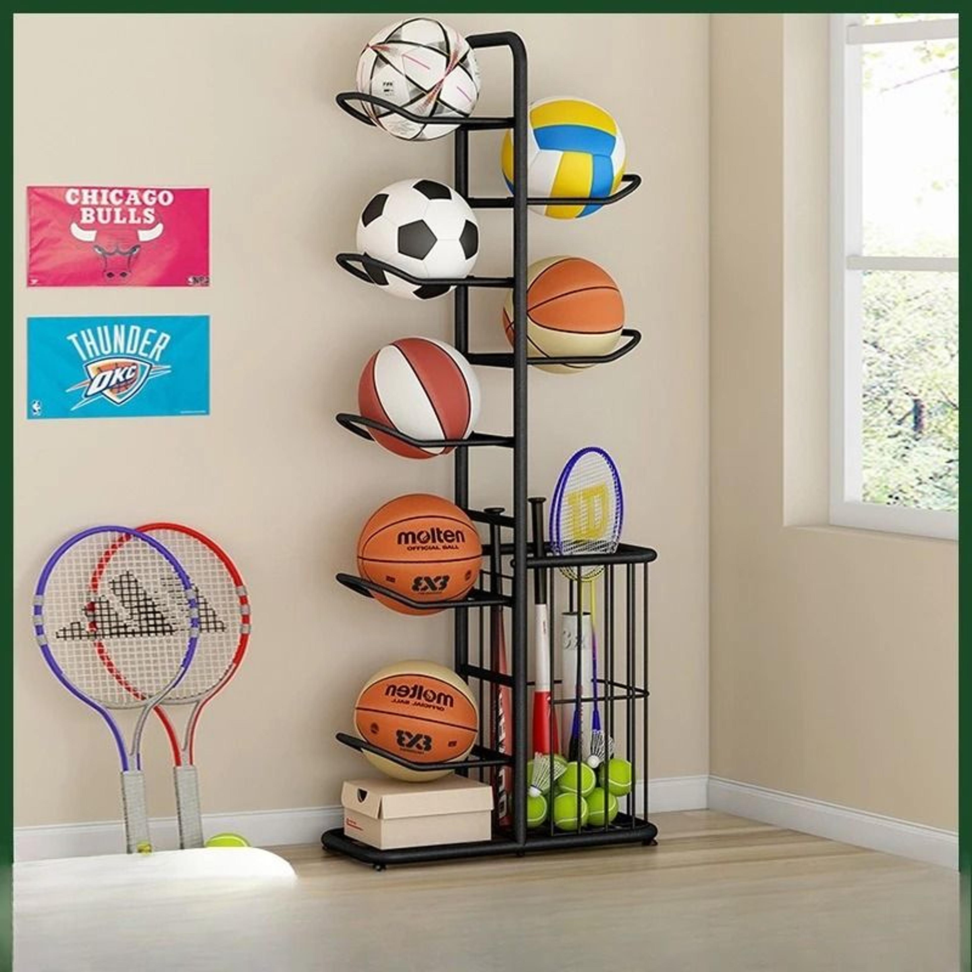 Multilayer Ball Storage Rack For Basketballs Sports Equipment  Kids Toys 4