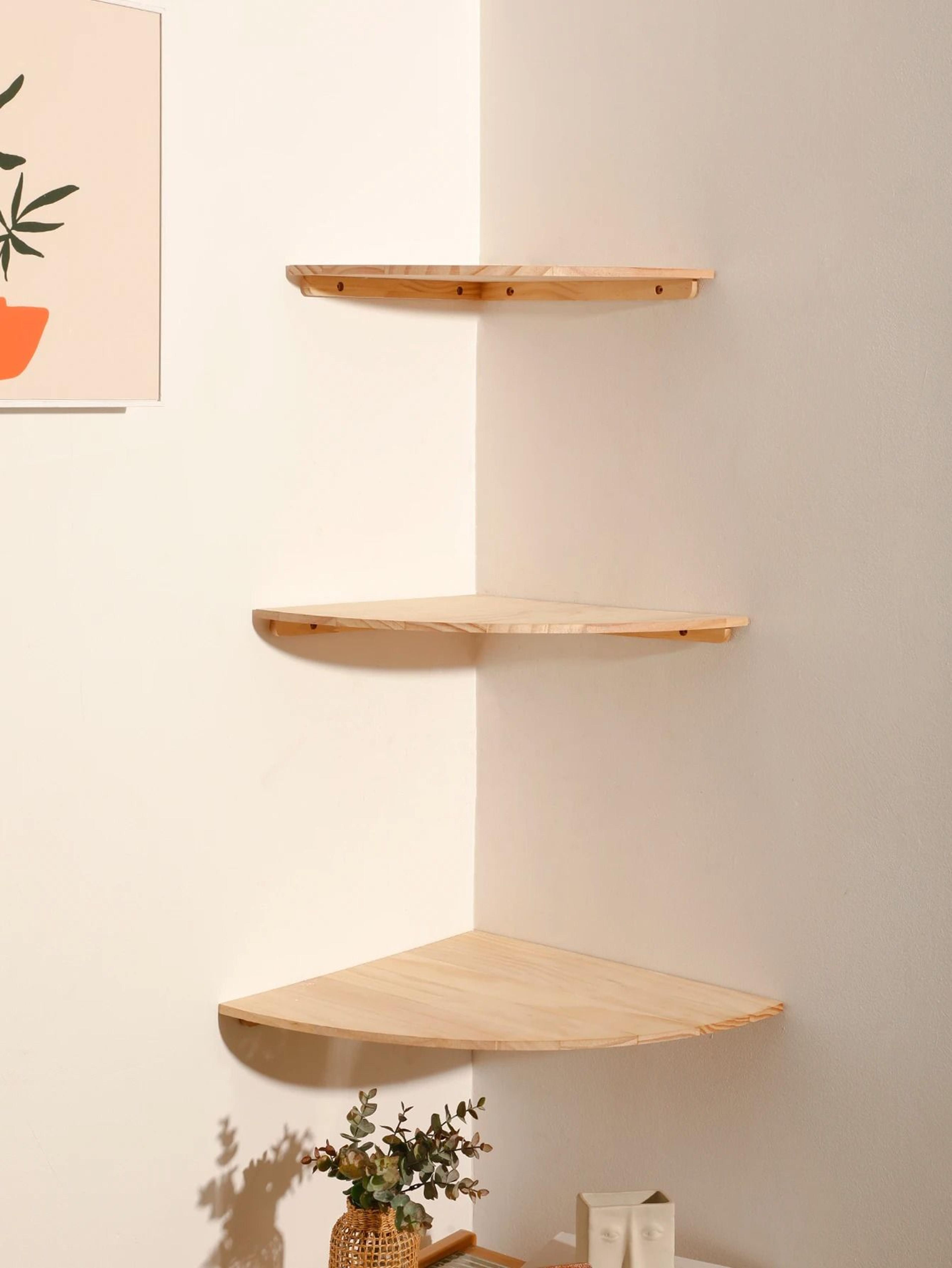 Scalloped Floating Corner Wall Shelf For Stylish Home Storage  Decor 4