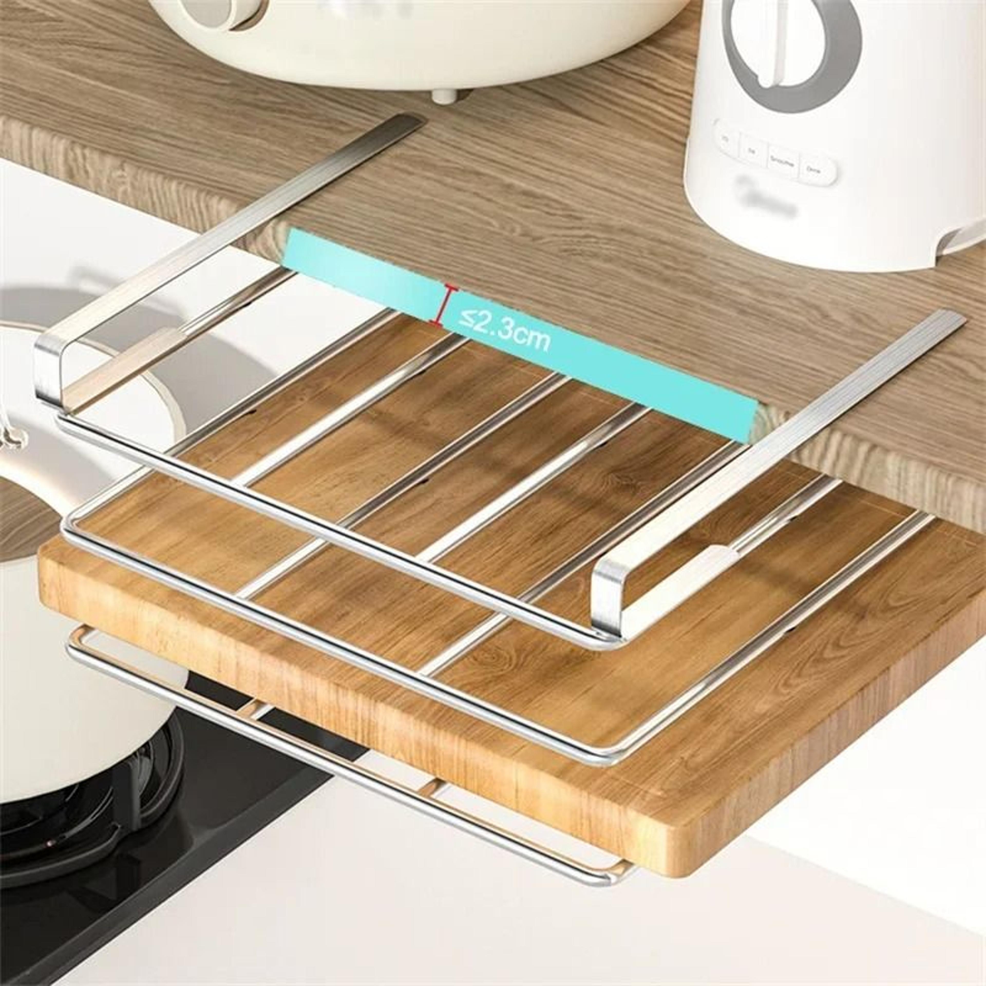 Over Cabinet Kitchen Organizer Rack With Hooks Paper Towel Holder  Cutting Board Storage 5