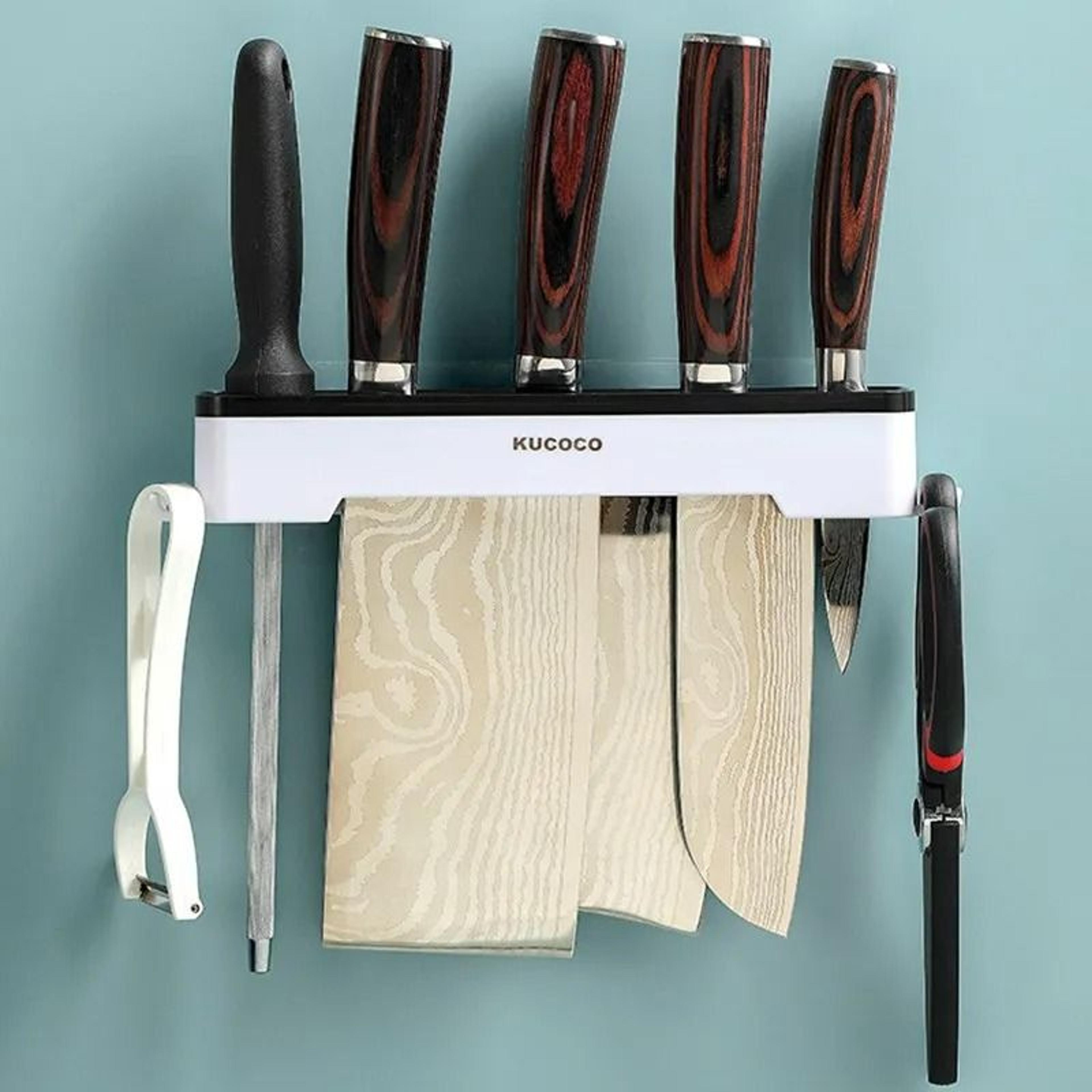 Wall Mounted Kitchen Knife  Cutlery Organizer Rack With Multifunction Storage 6