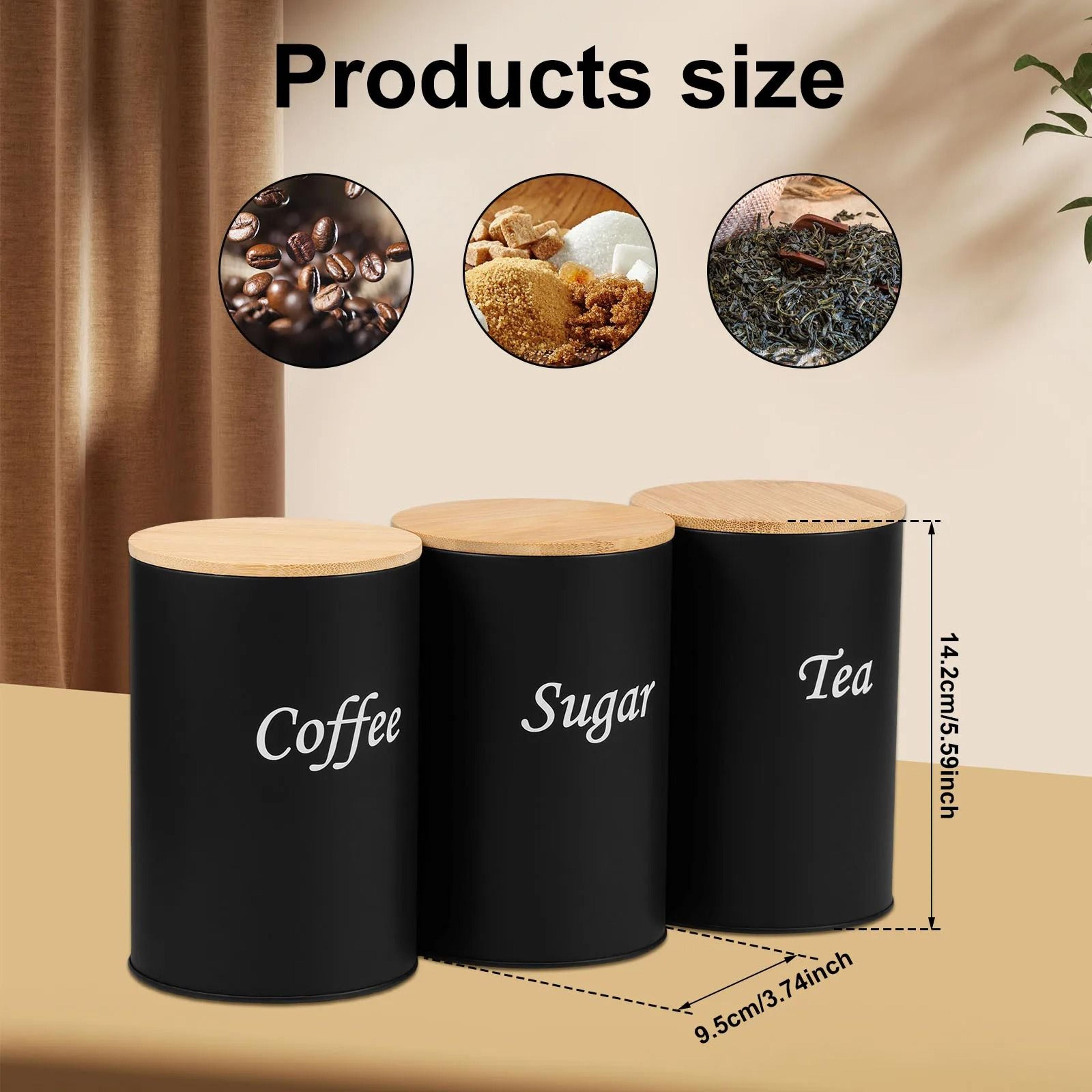 3 Piece Metal Coffee Tea  Sugar Storage Canister Set With Airtight Lids 11
