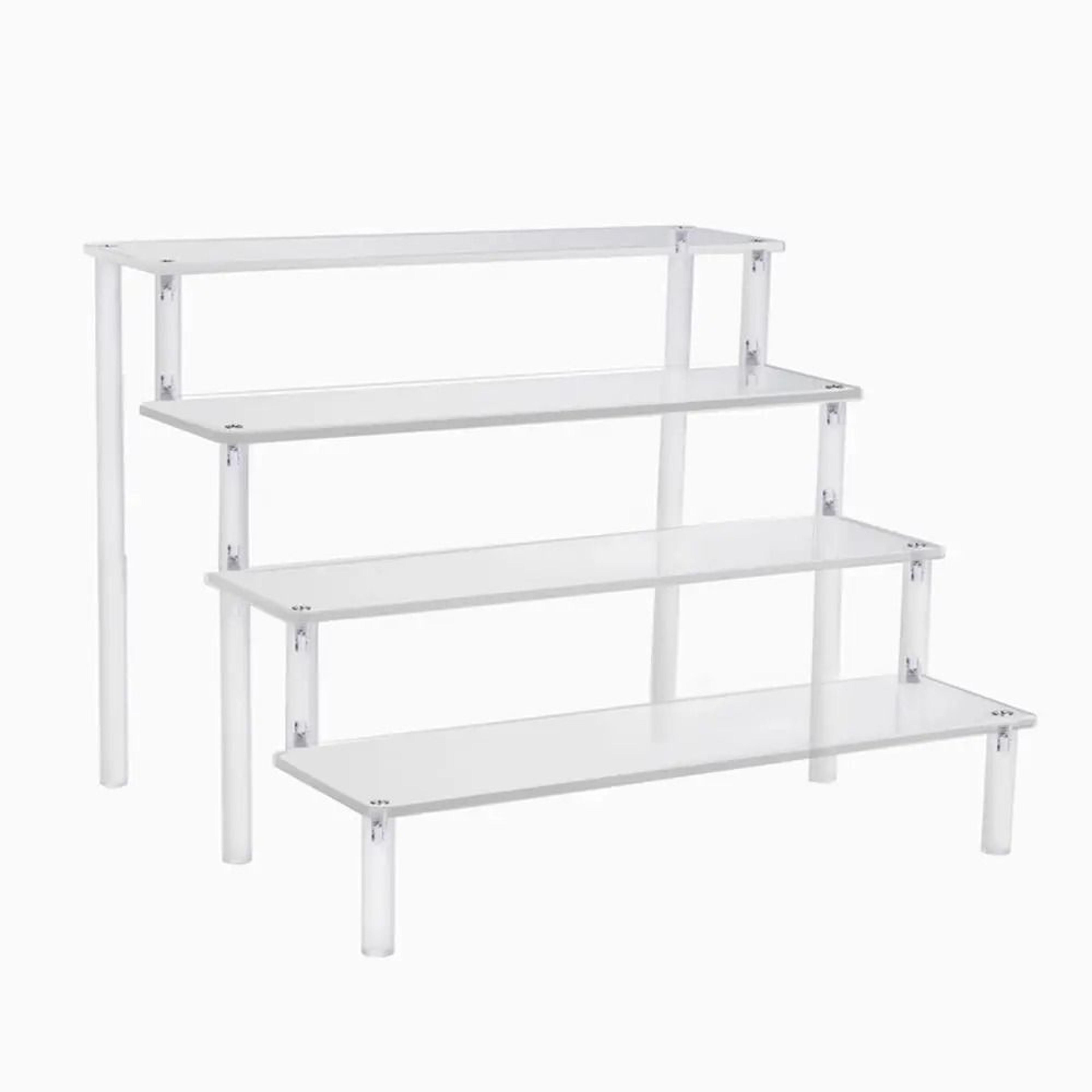 clear acrylic display stand for collectibles, figurines, cosmetics & retail showcase