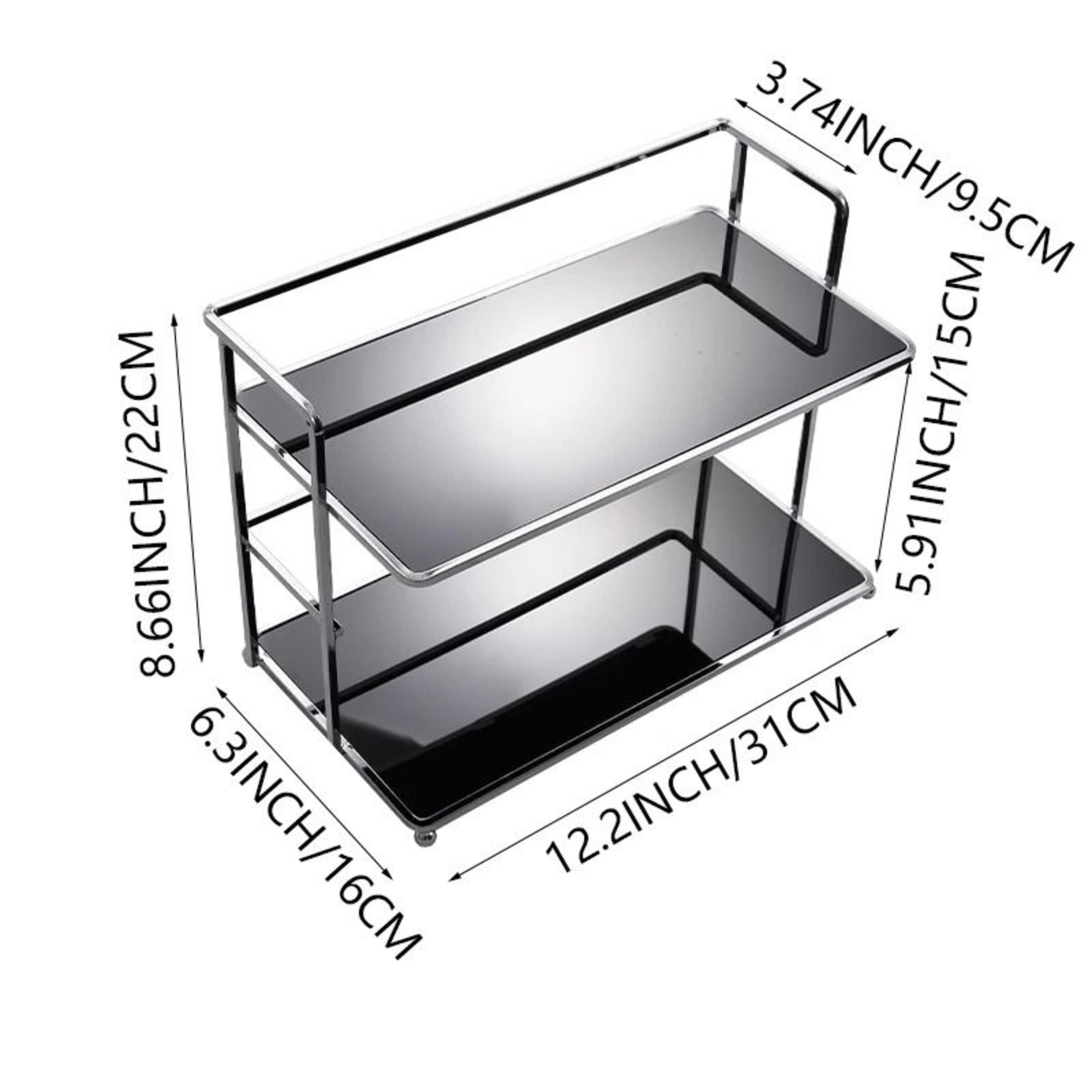 DoubleLayer Acrylic Desktop Organizer Rack For Cups Cosmetics Perfume  Kitchen Storage 7