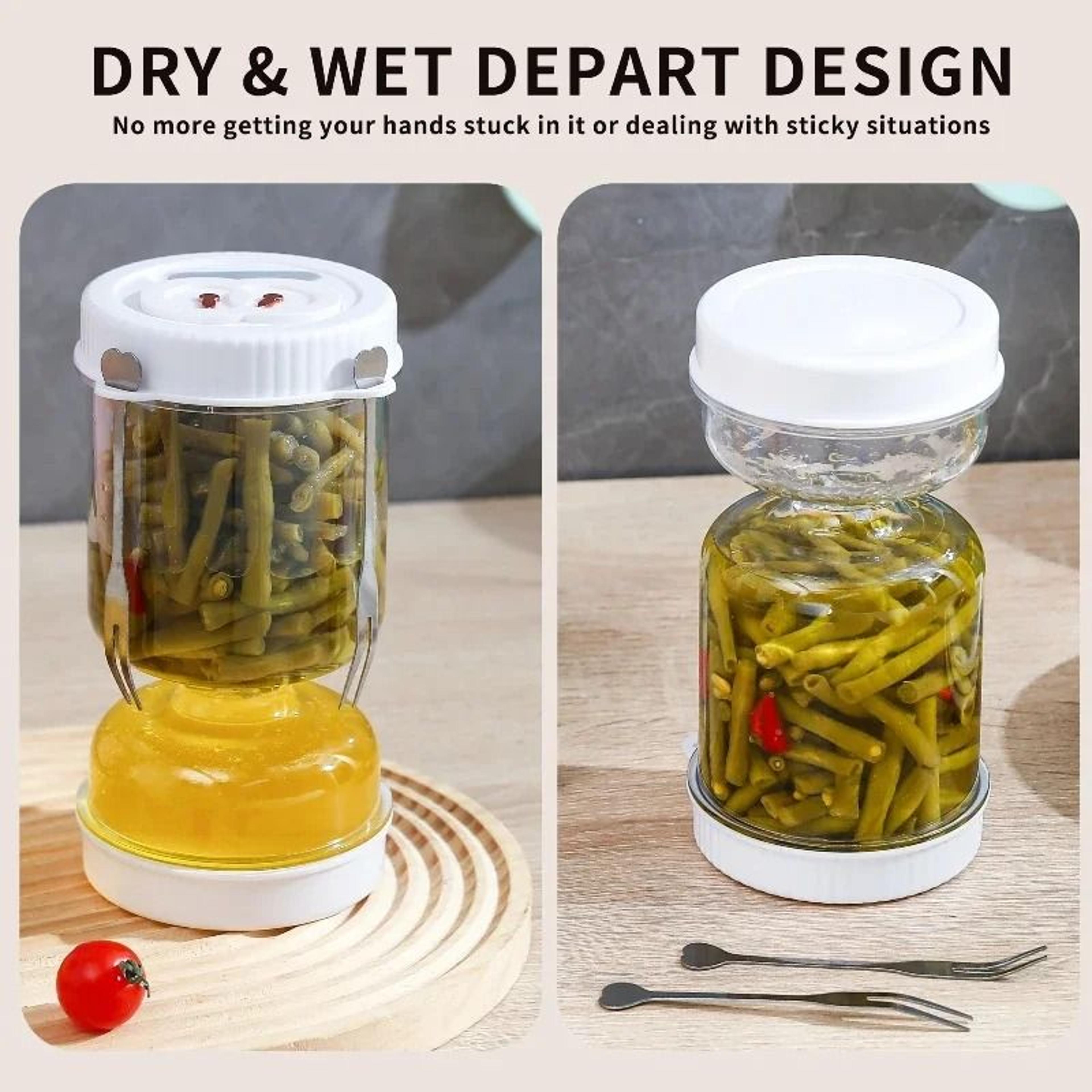 Flip Drain Pickle Jar With Strainer For Olives Kimchi  Food Storage 1