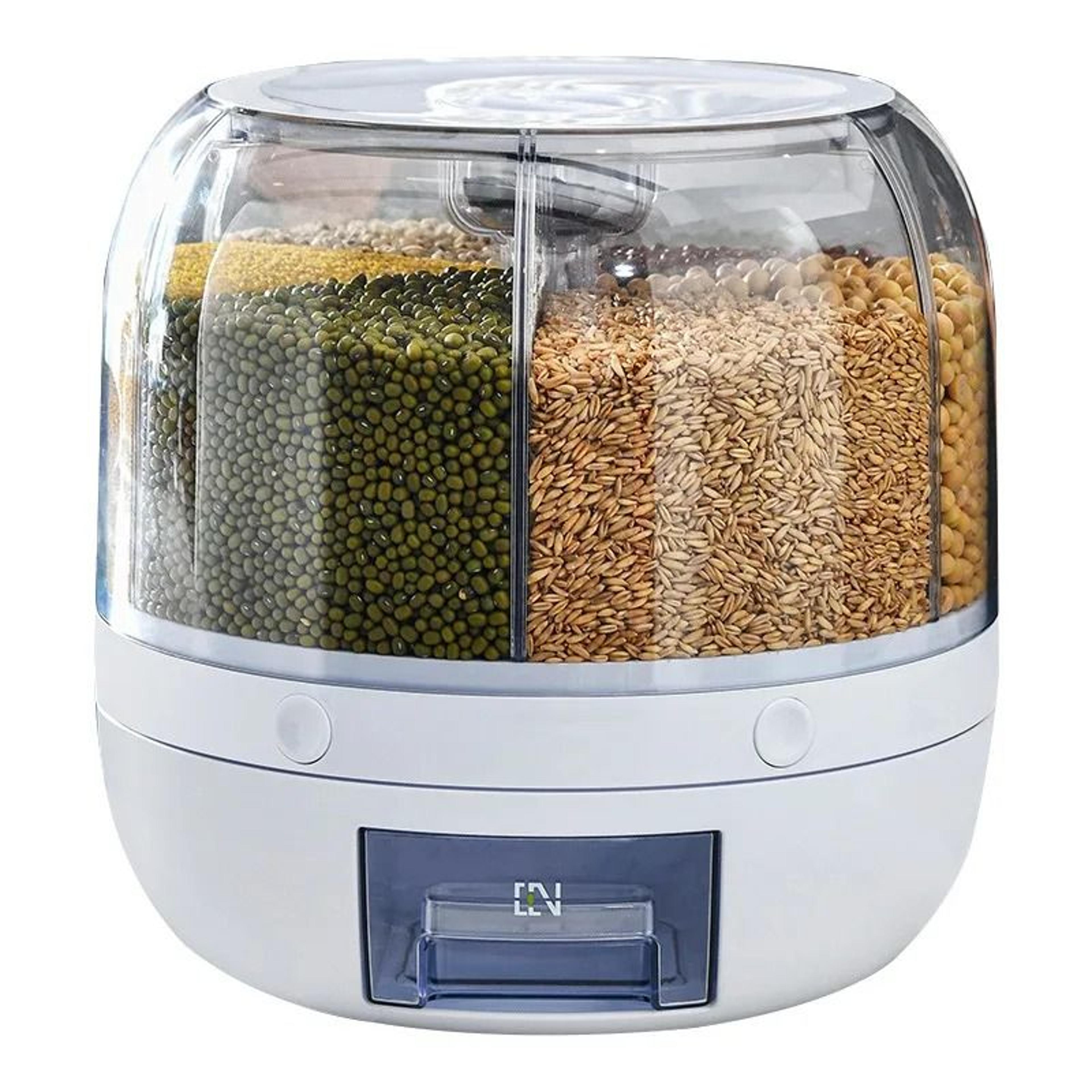 Rotating Multi Grid Rice  Grain Storage Container Moisture Proof Food Dispenser Organizer 4