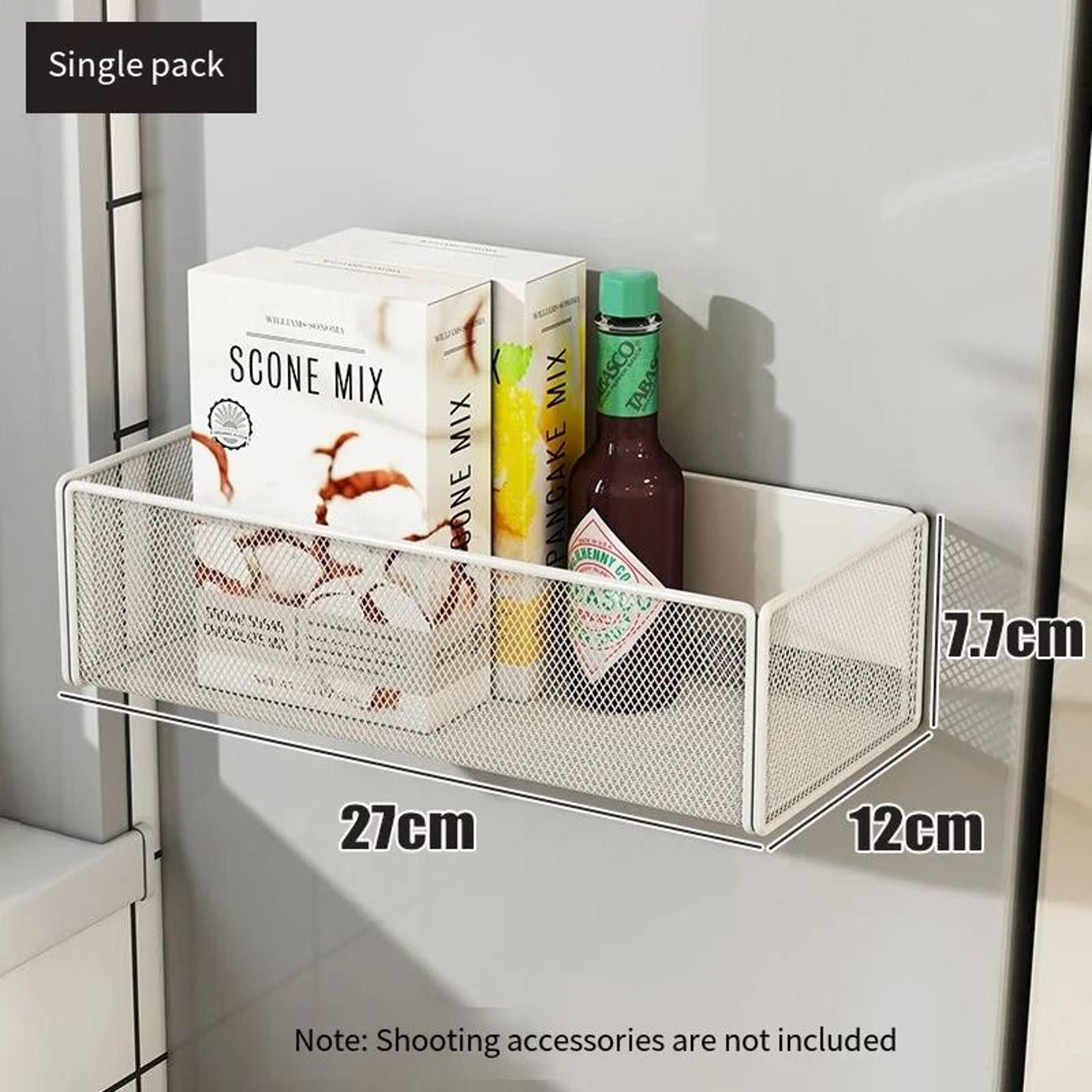 Magnetic Refrigerator Storage Basket Space Saving Wall Mounted Kitchen Organizer Shelf 4