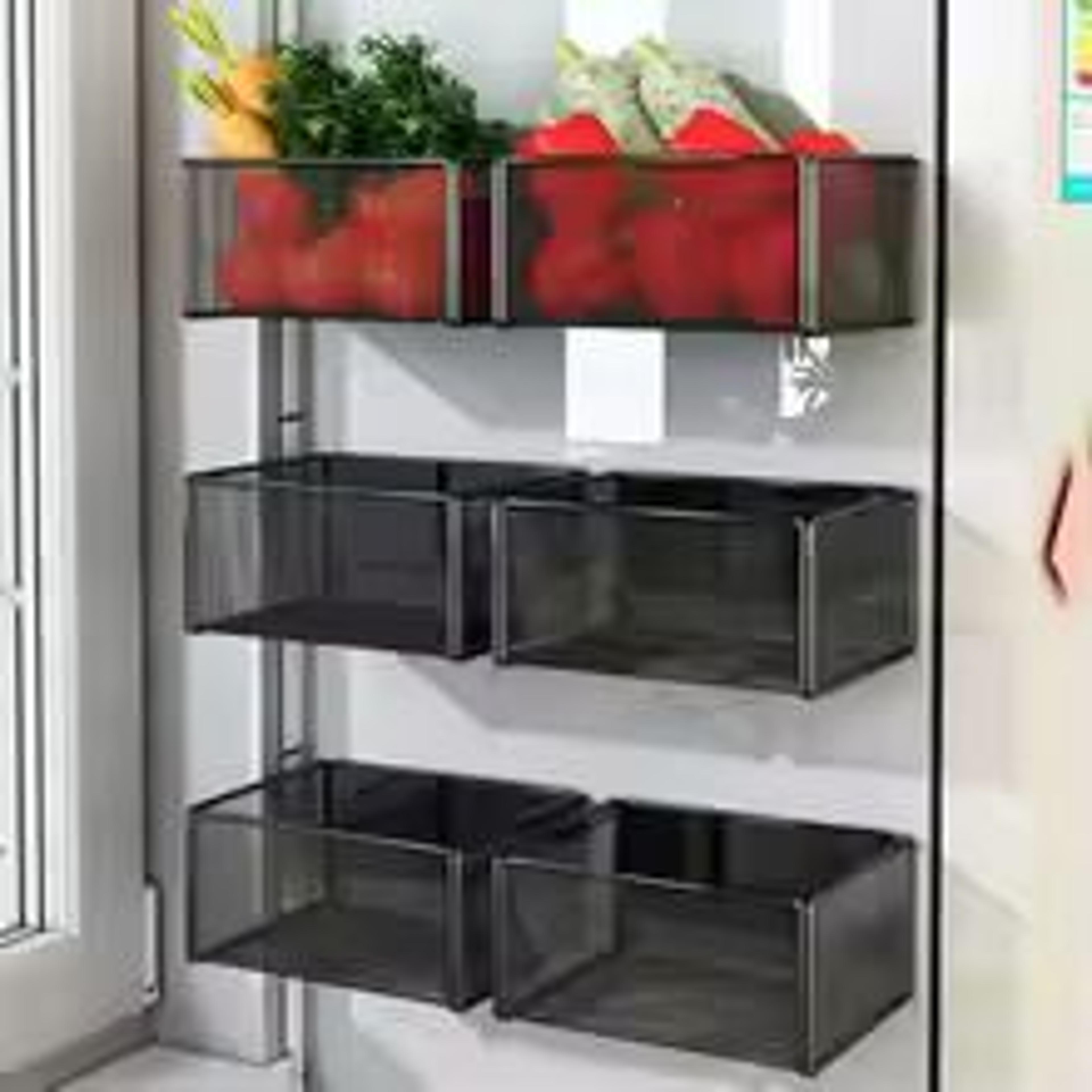 Magnetic Refrigerator Storage Basket Space Saving Wall Mounted Kitchen Organizer Shelf 1