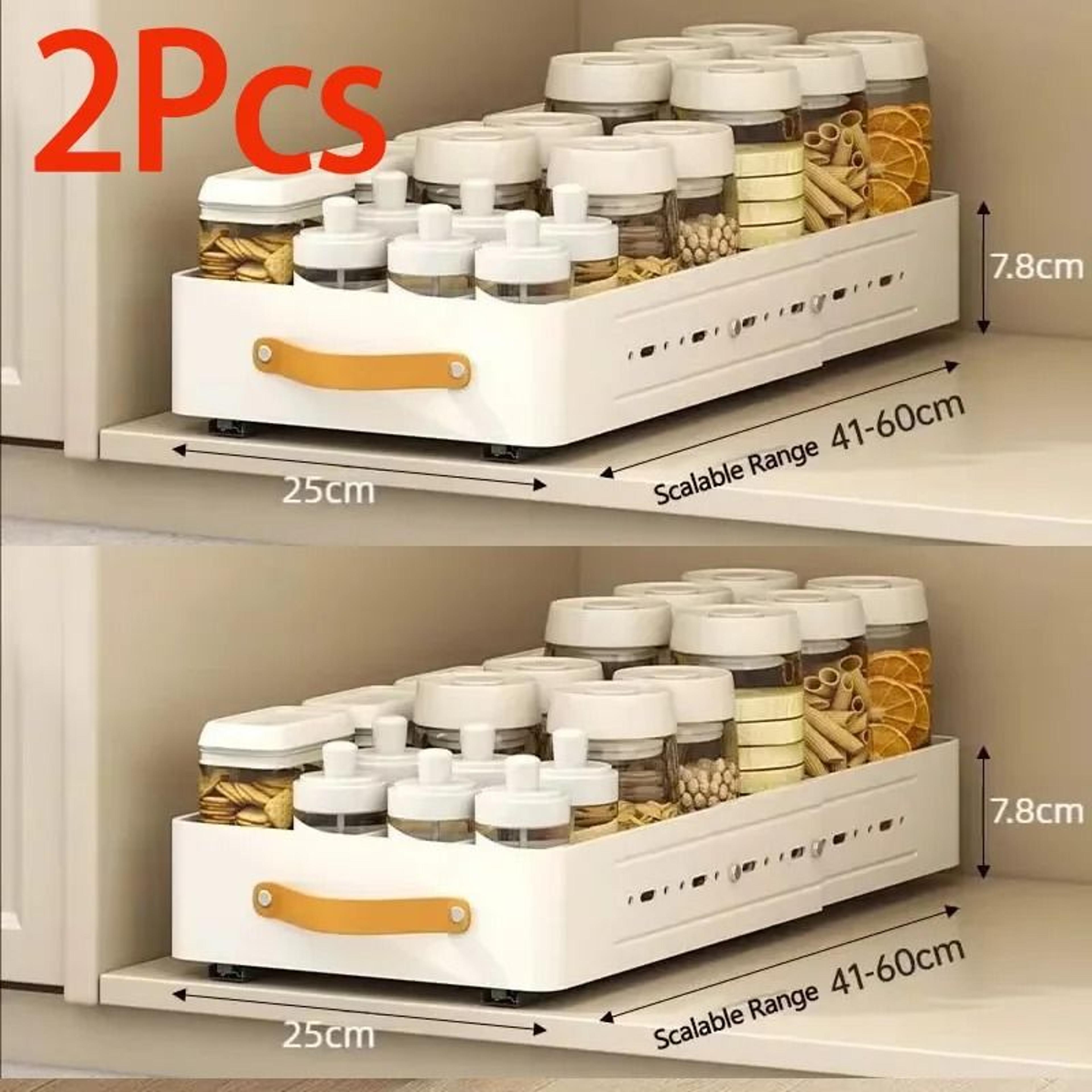 Expandable PullOut Cabinet Organizer Shelf Adjustable Kitchen Storage Rack With Sliding Drawer 10