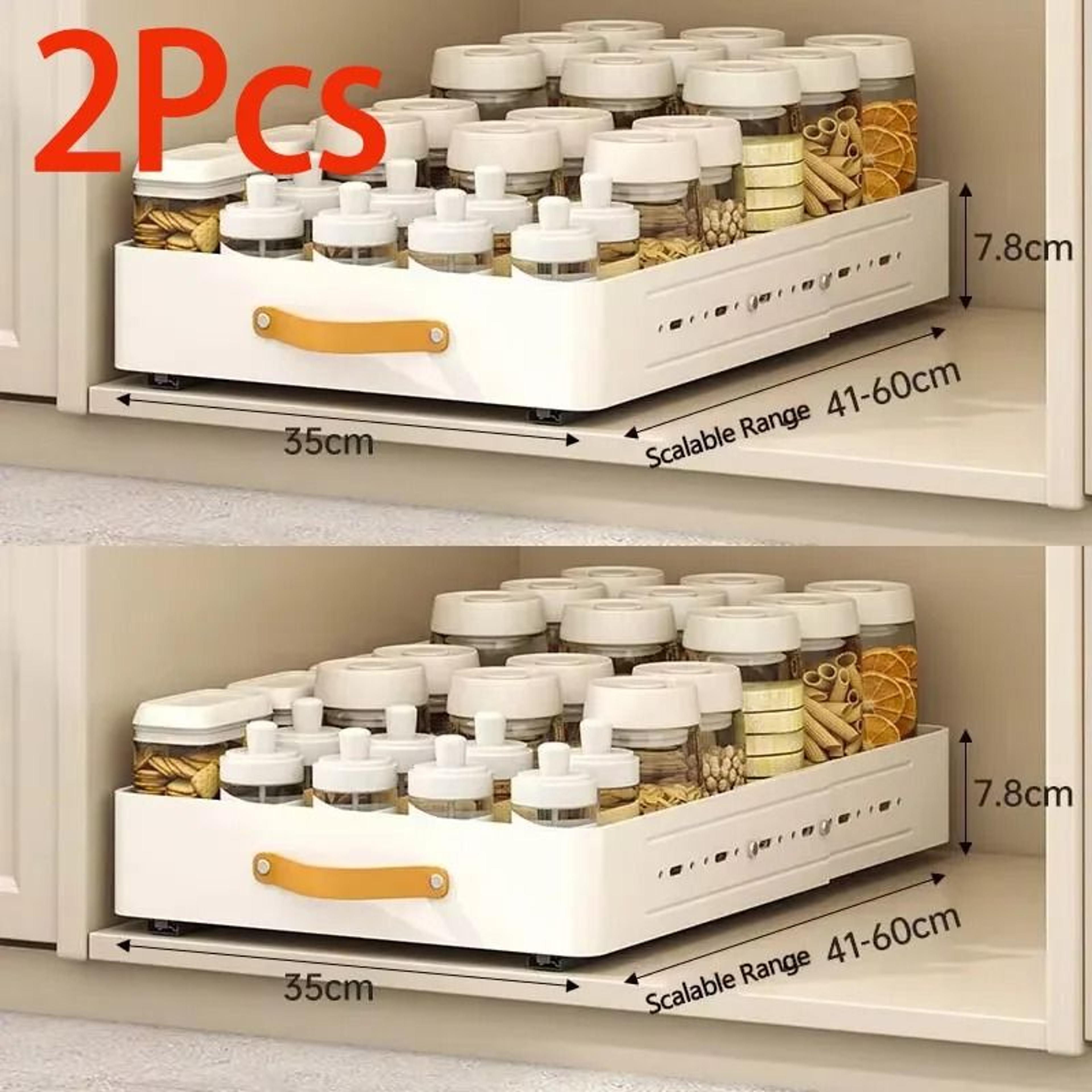 Expandable PullOut Cabinet Organizer Shelf Adjustable Kitchen Storage Rack With Sliding Drawer 12