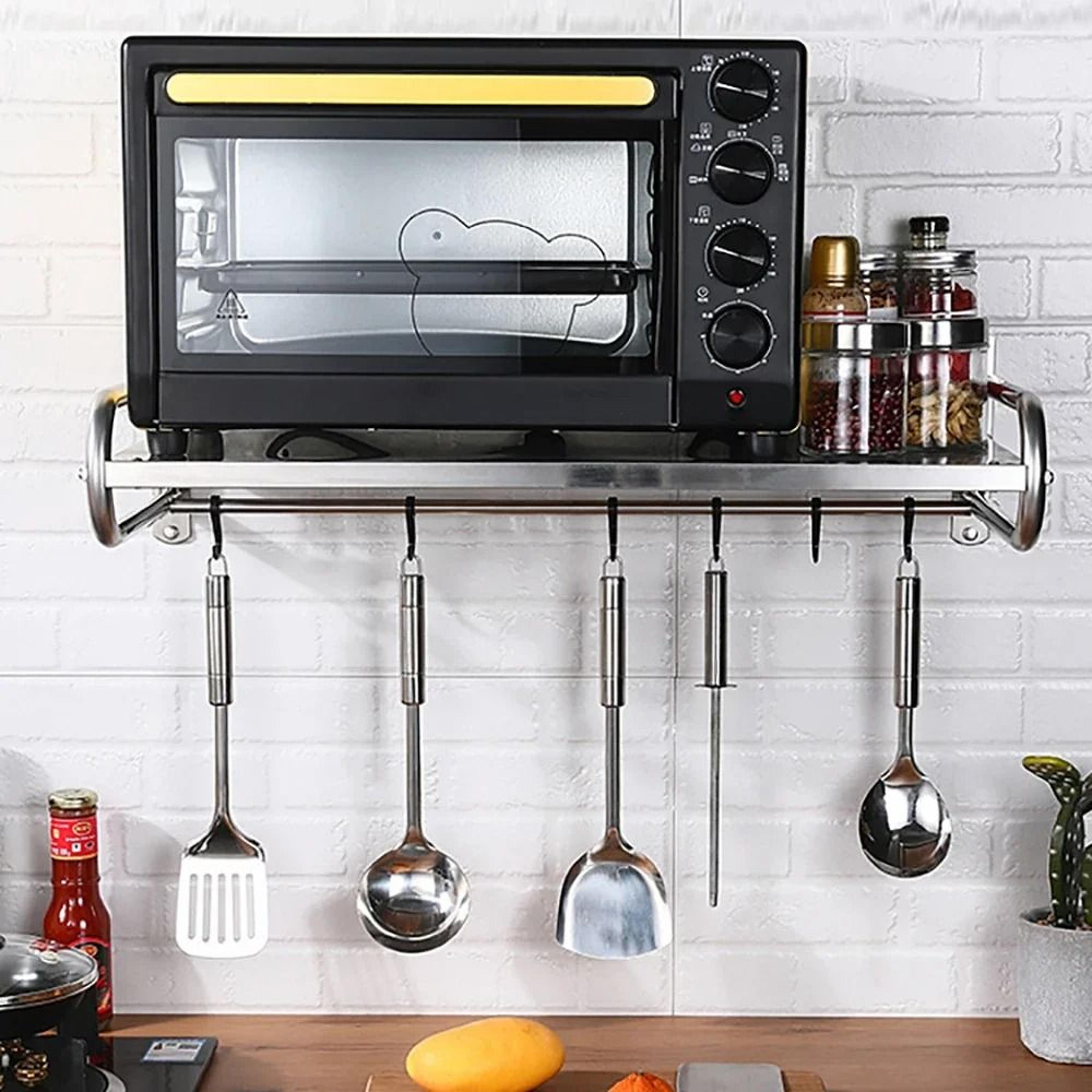 Stainless Steel Microwave Oven Rack Wall Mounted Kitchen Storage Shelf Space Saver 1