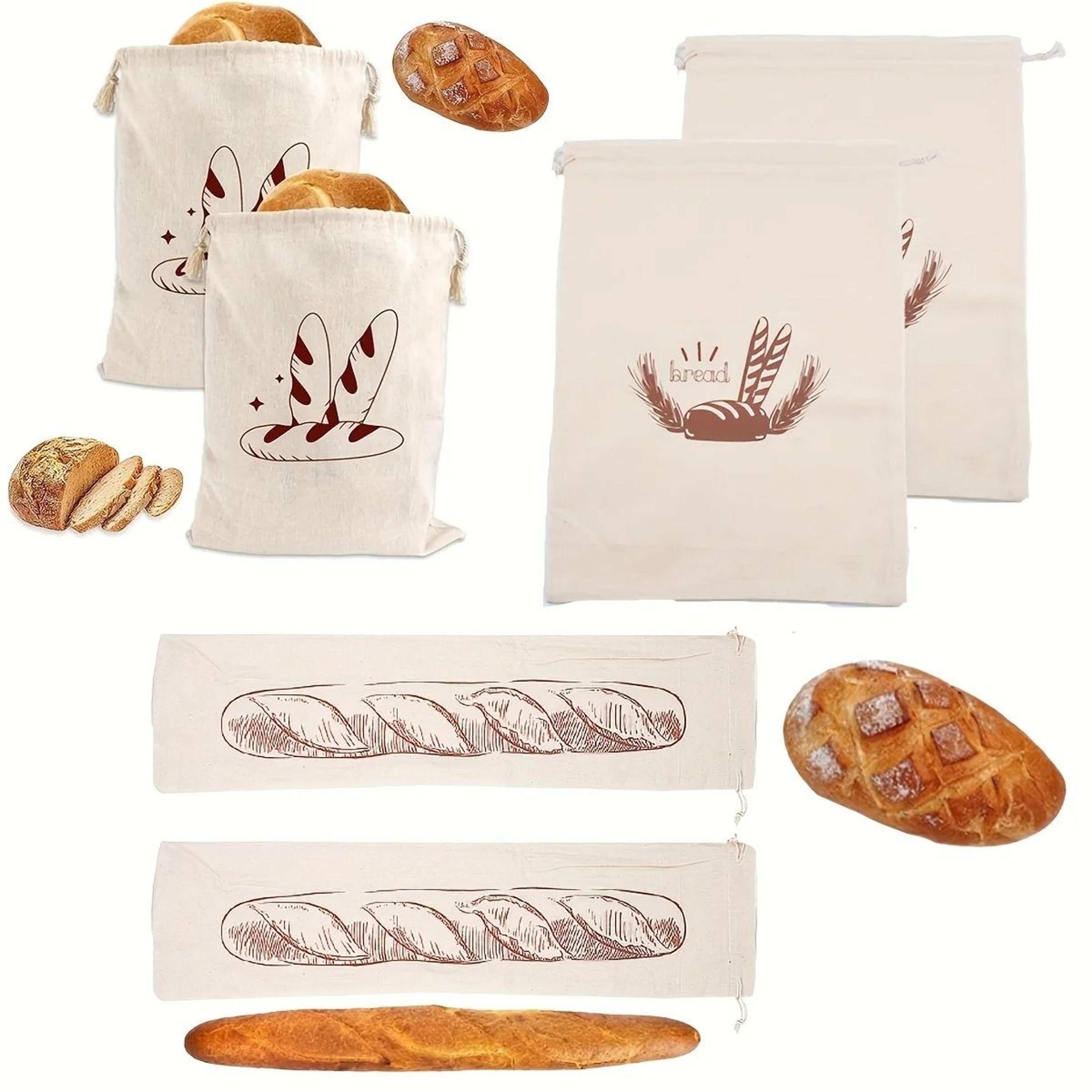 Reusable Linen Bread Storage Bag EcoFriendly Cotton Drawstring Loaf  Baguette Keeper 0