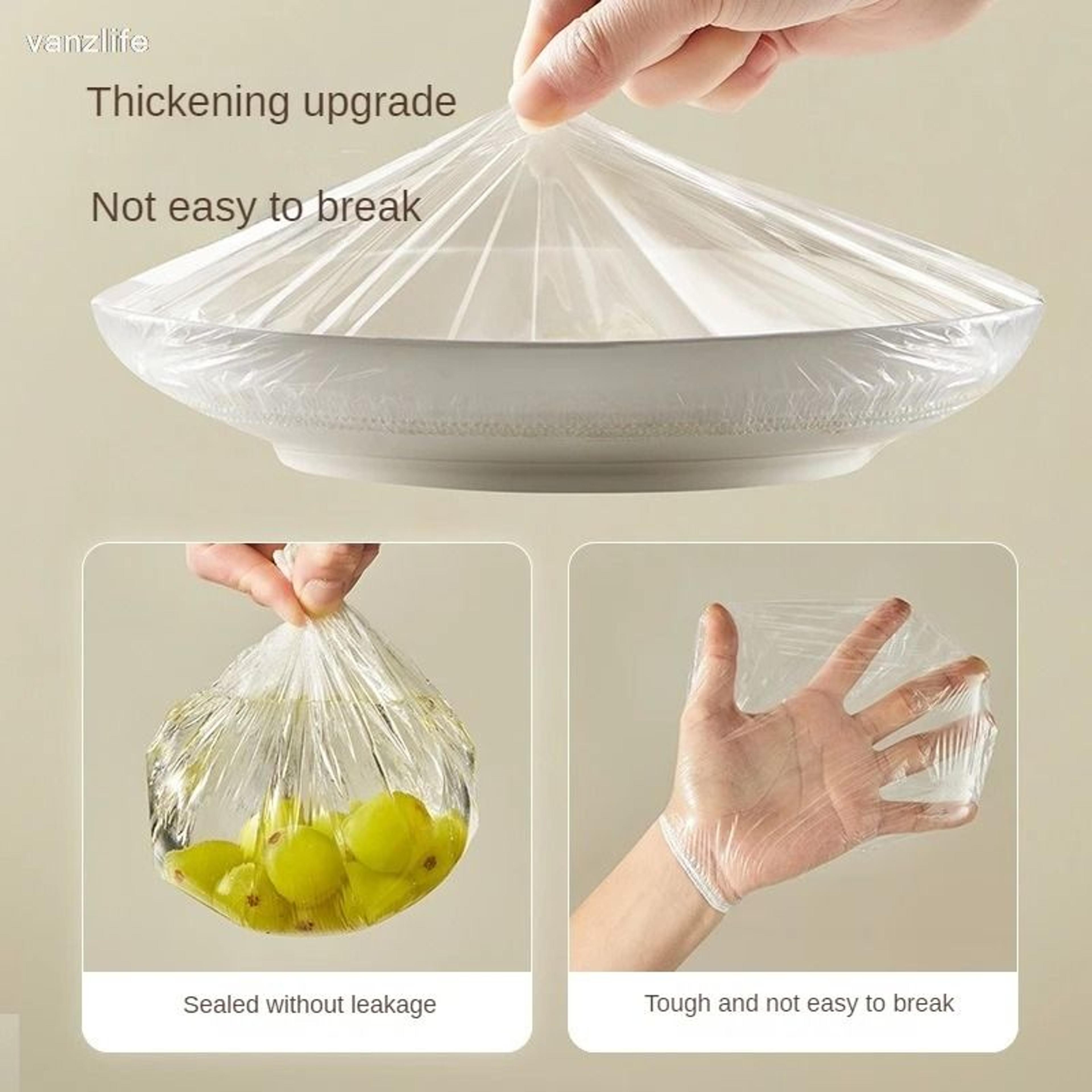 3 Pack Disposable Elastic Food Covers Food Grade Stretch Wrap For Bowls Plates  Fruit Storage 4