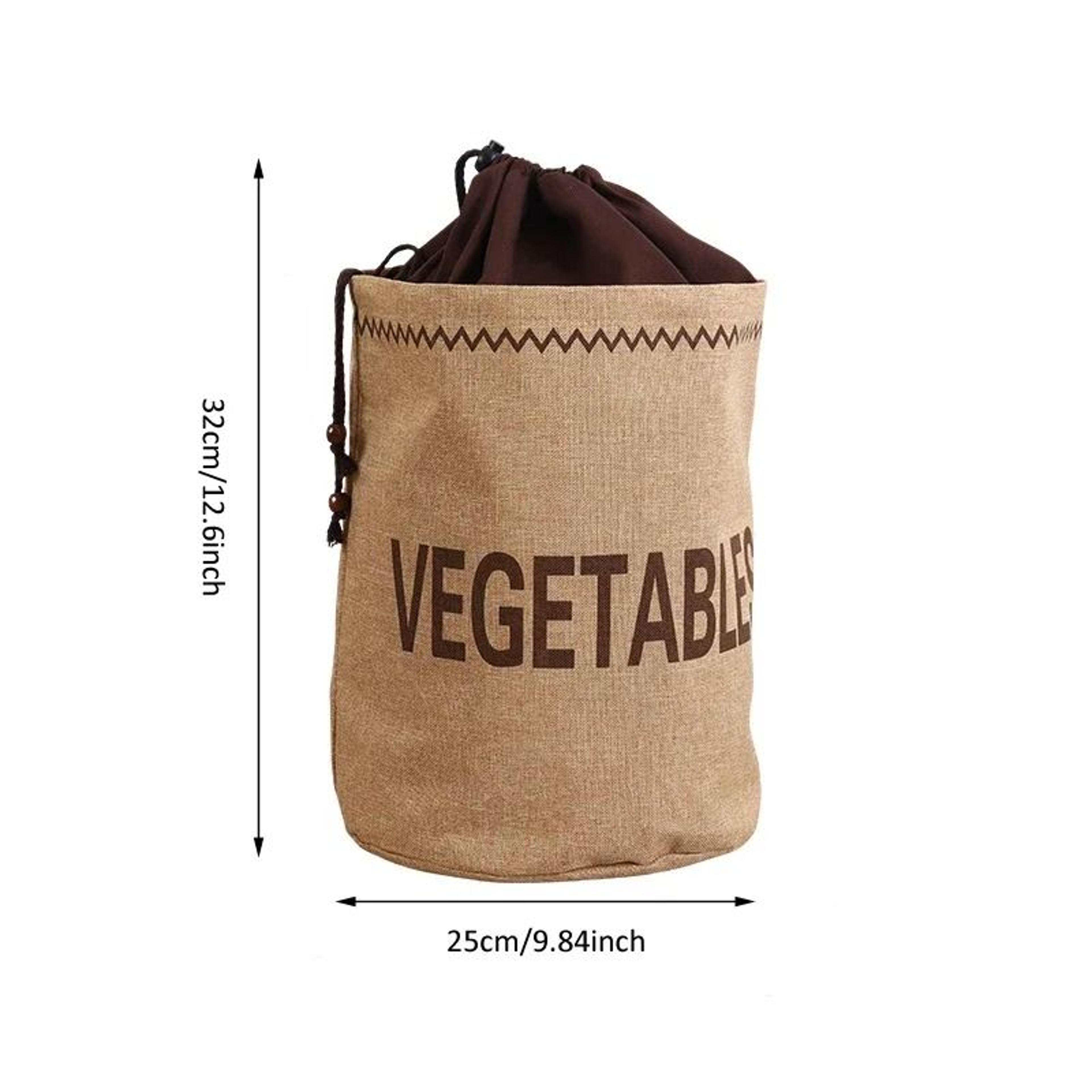 Rustic Burlap Potato  Onion Storage Bag Breathable Drawstring Vegetable Organizer For Kitchen Pantr 9