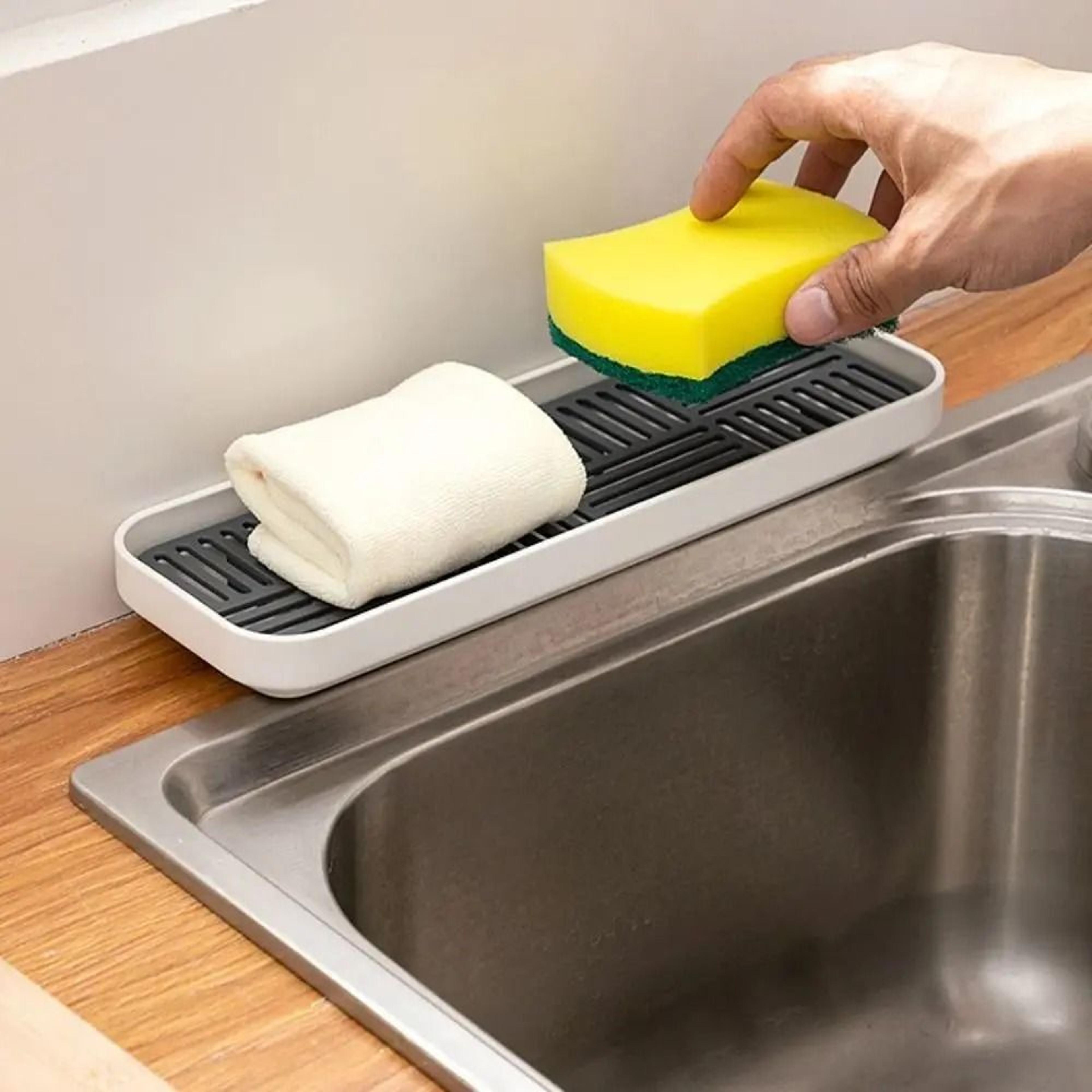 Double Layer Dish Drainer Tray With Detachable Drain Grid For Kitchen Counter Organization 2