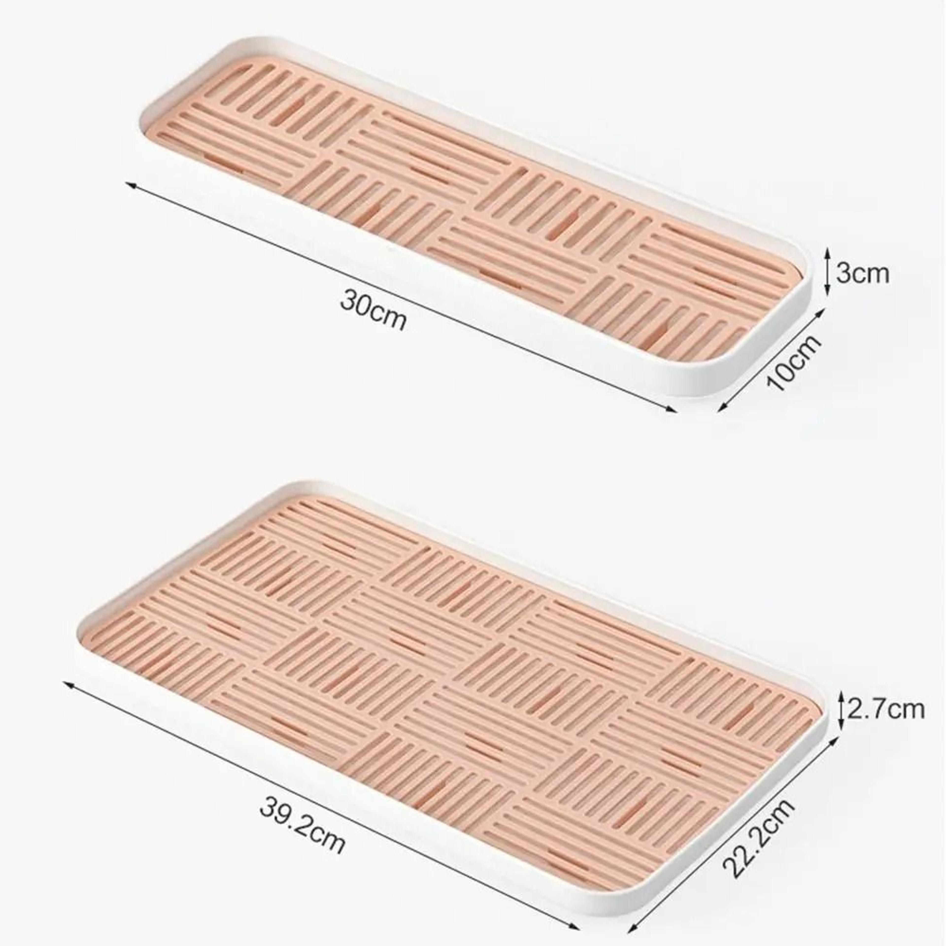 Double Layer Dish Drainer Tray With Detachable Drain Grid For Kitchen Counter Organization 5