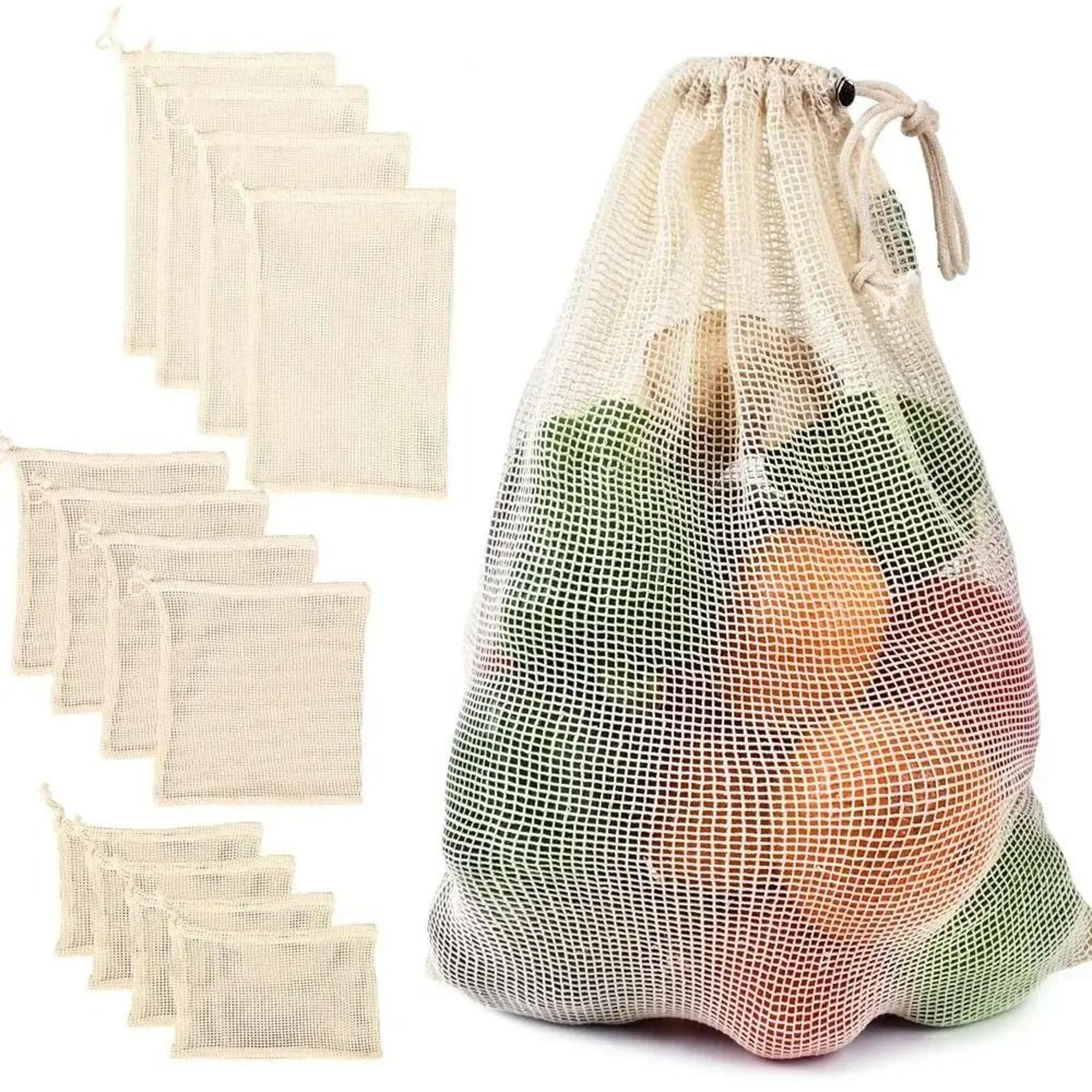 reusable cotton mesh shopping bag – eco-friendly produce storage tote with compact pocket