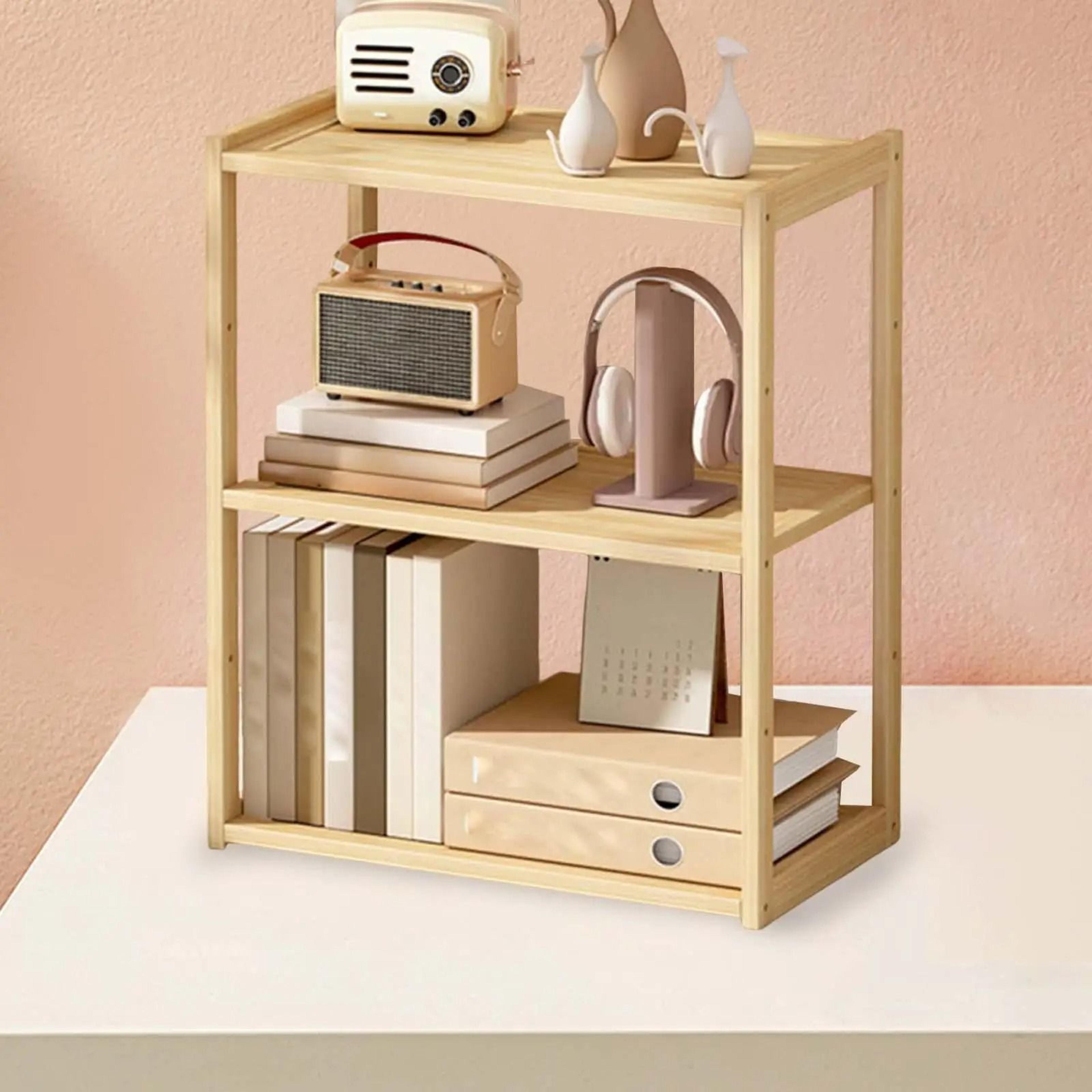 Rustic Wooden Desktop Storage Rack  MultiTier Tabletop Display Shelf For Home  Office Organization 3