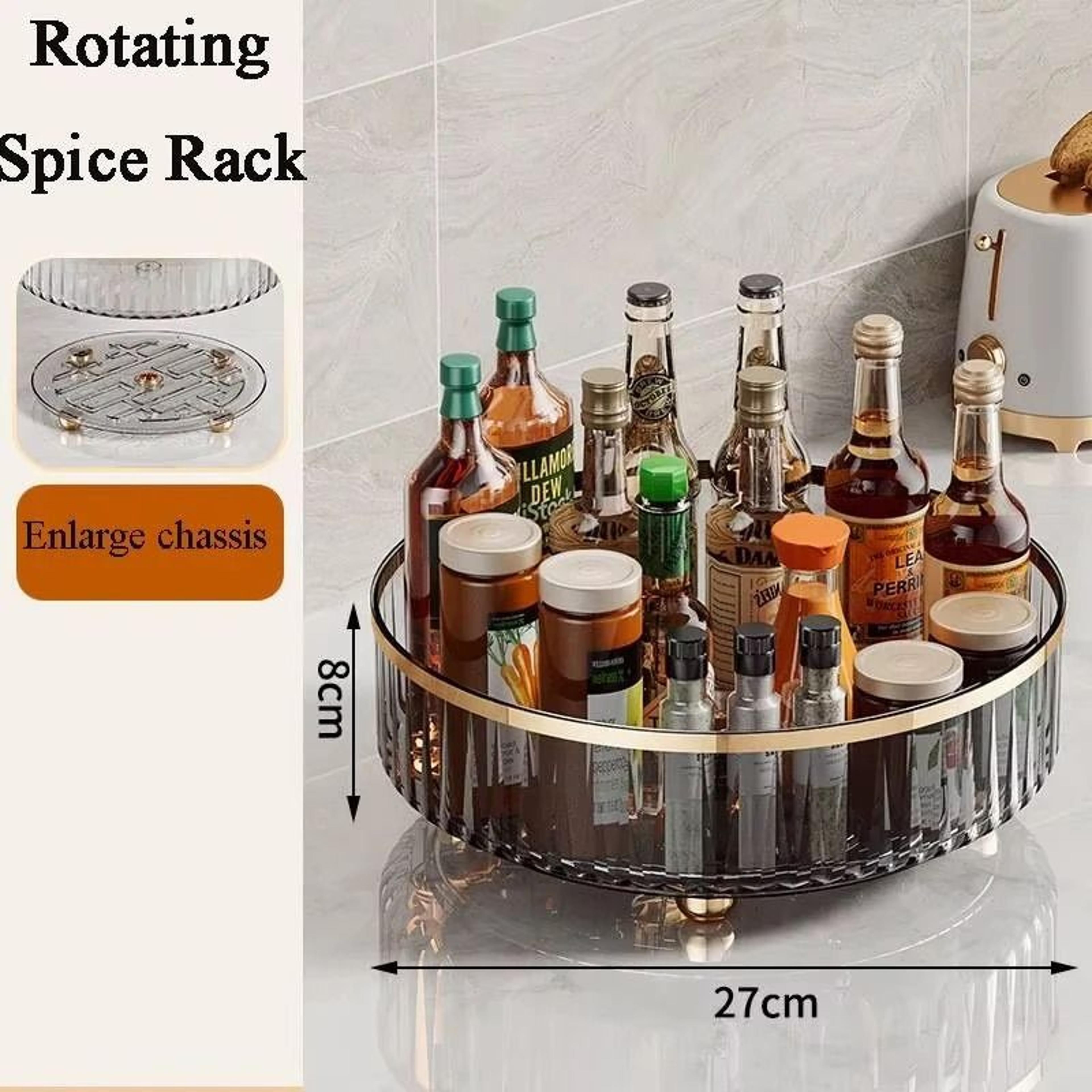 360° rotating spice rack organizer tray for seasonings, cabinets & countertops