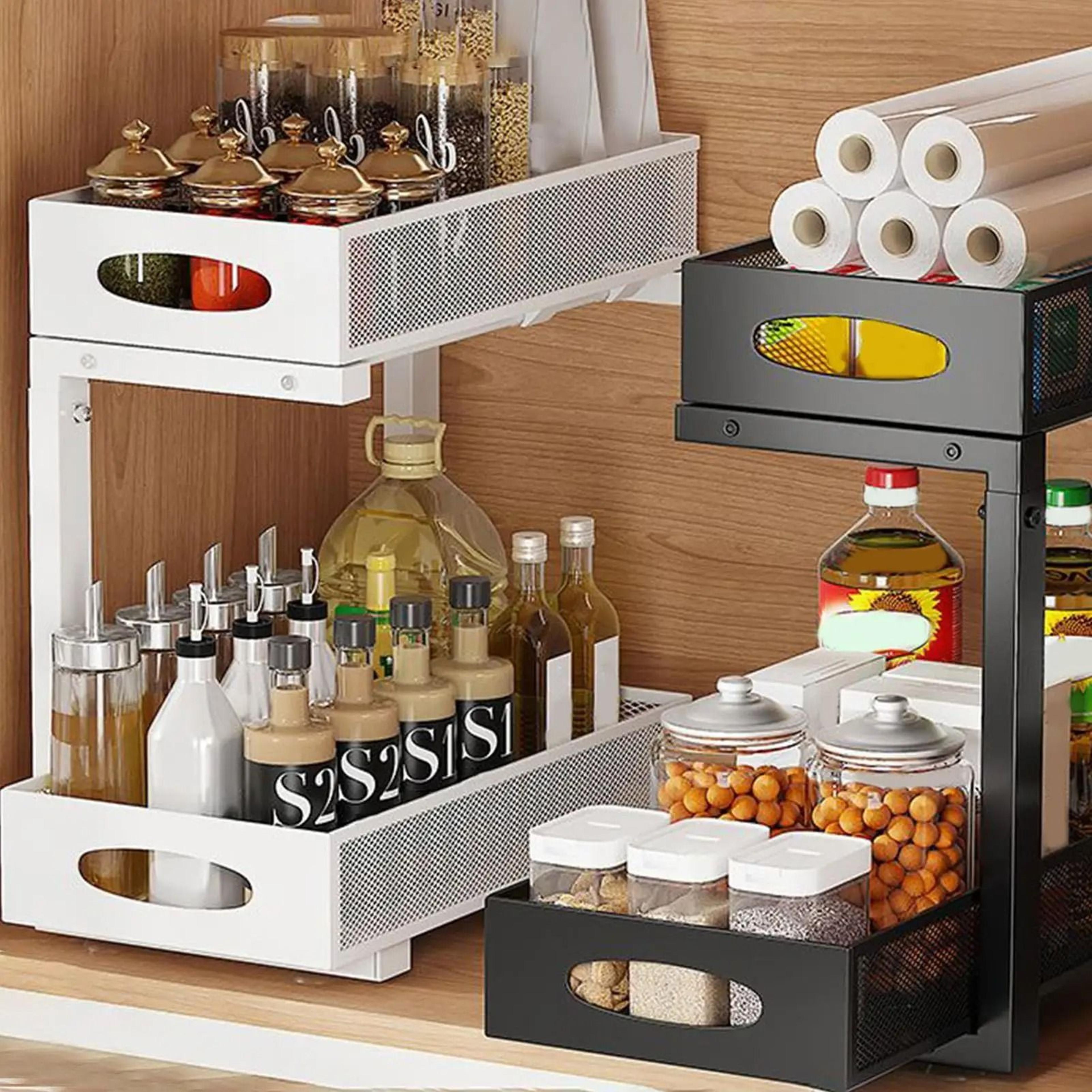 2Tier Adjustable Under Sink Organizer With Sliding Drawer PullOut Cabinet Storage Rack 0
