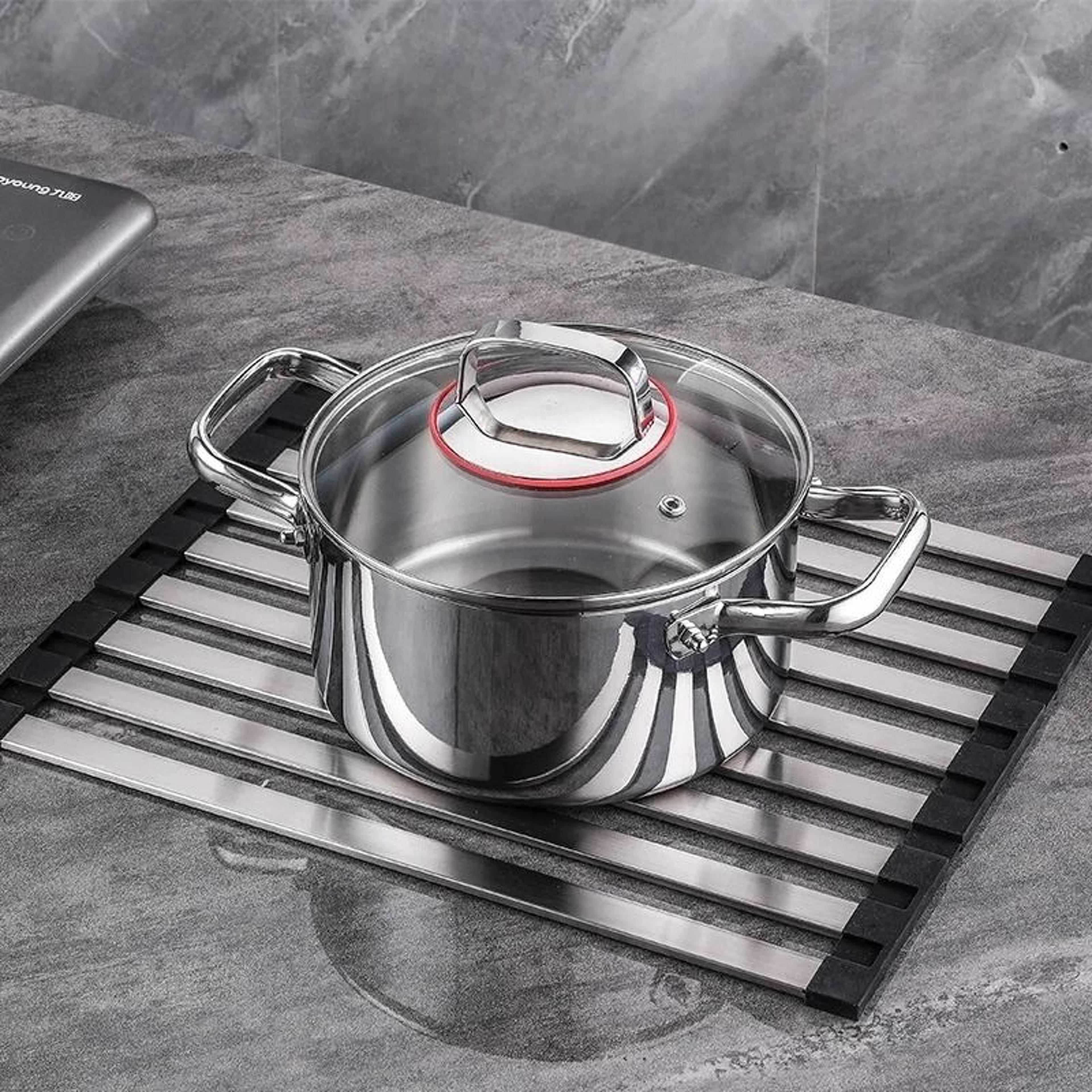 304 Stainless Steel Roll Up Dish Drying Rack For Over Sink Kitchen Organization 4