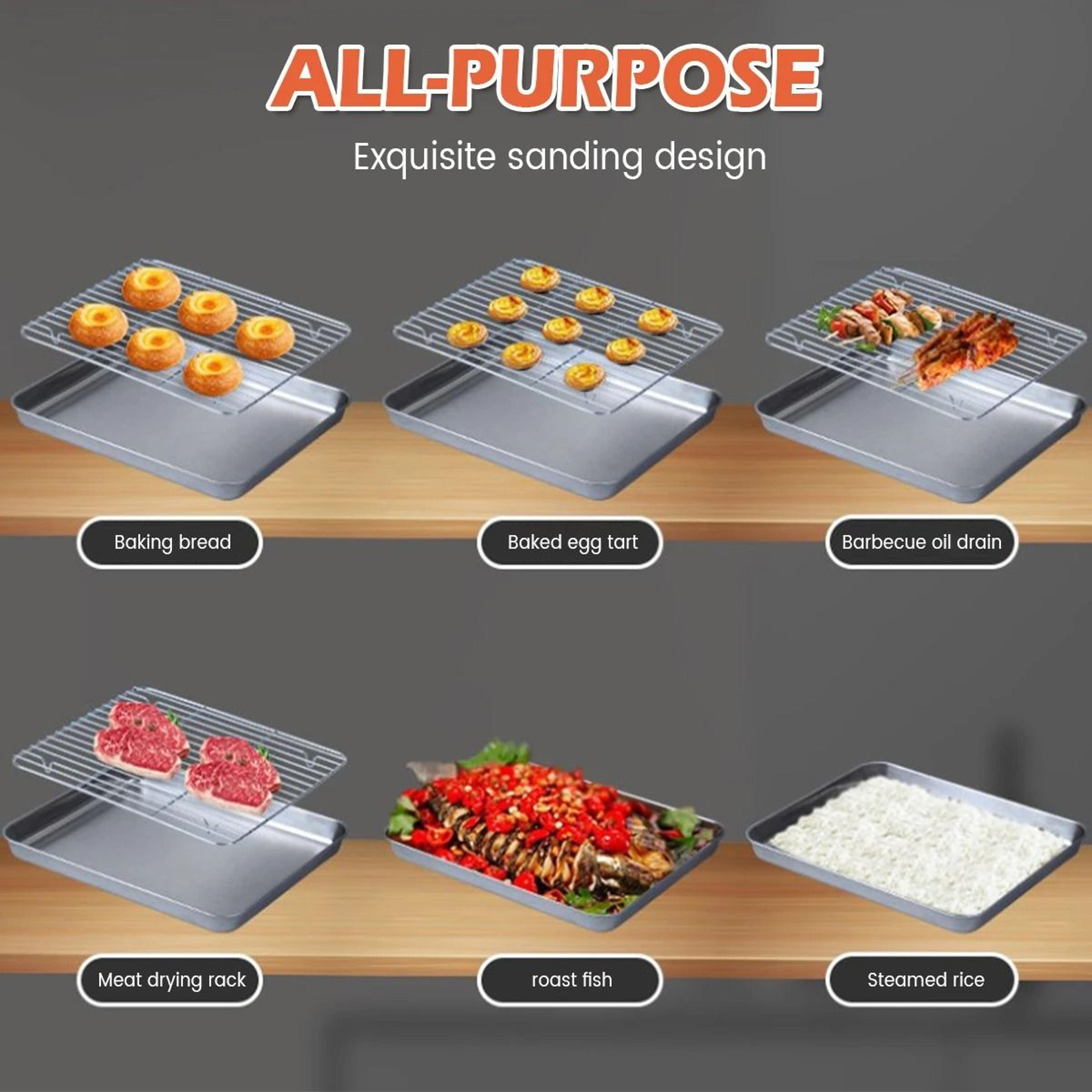 Stainless Steel Baking Sheet Pan With Wire Rack For Oven Roasting  Cooling 6