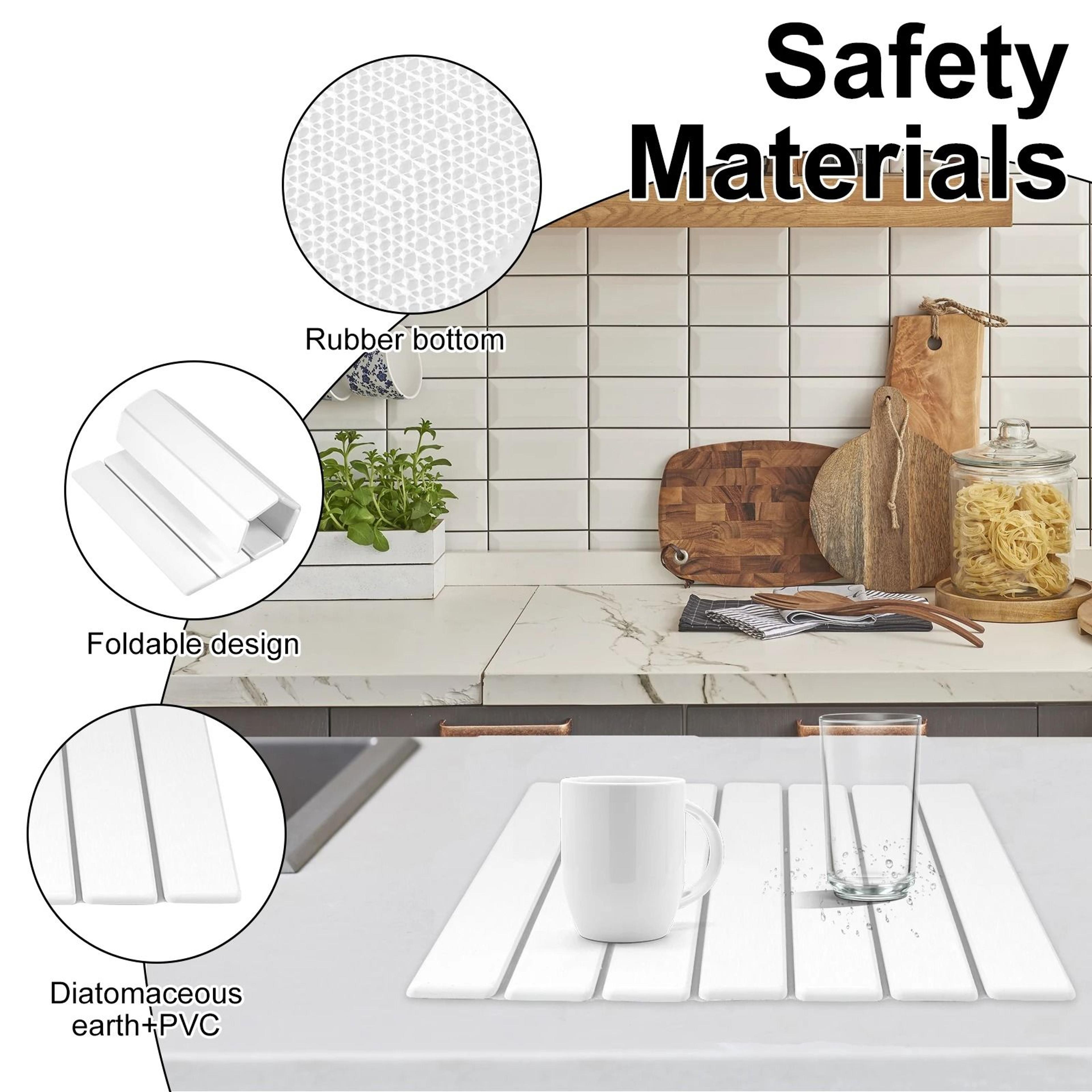 Foldable Stone Dish Drying Mat Quick Dry Kitchen Counter Drying Pad 5