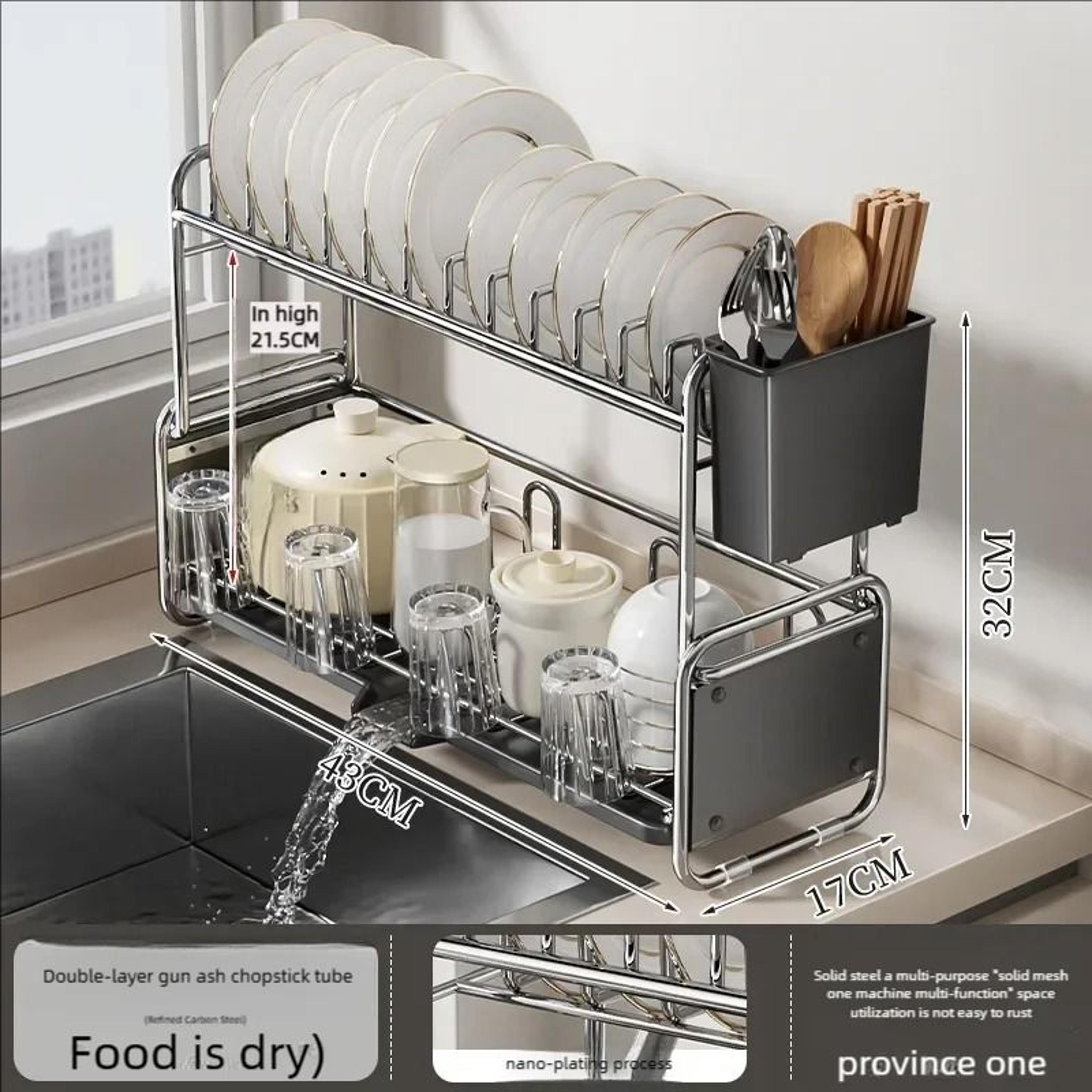 Slim Dish Drying Rack With Drainboard For Kitchen Countertop 7