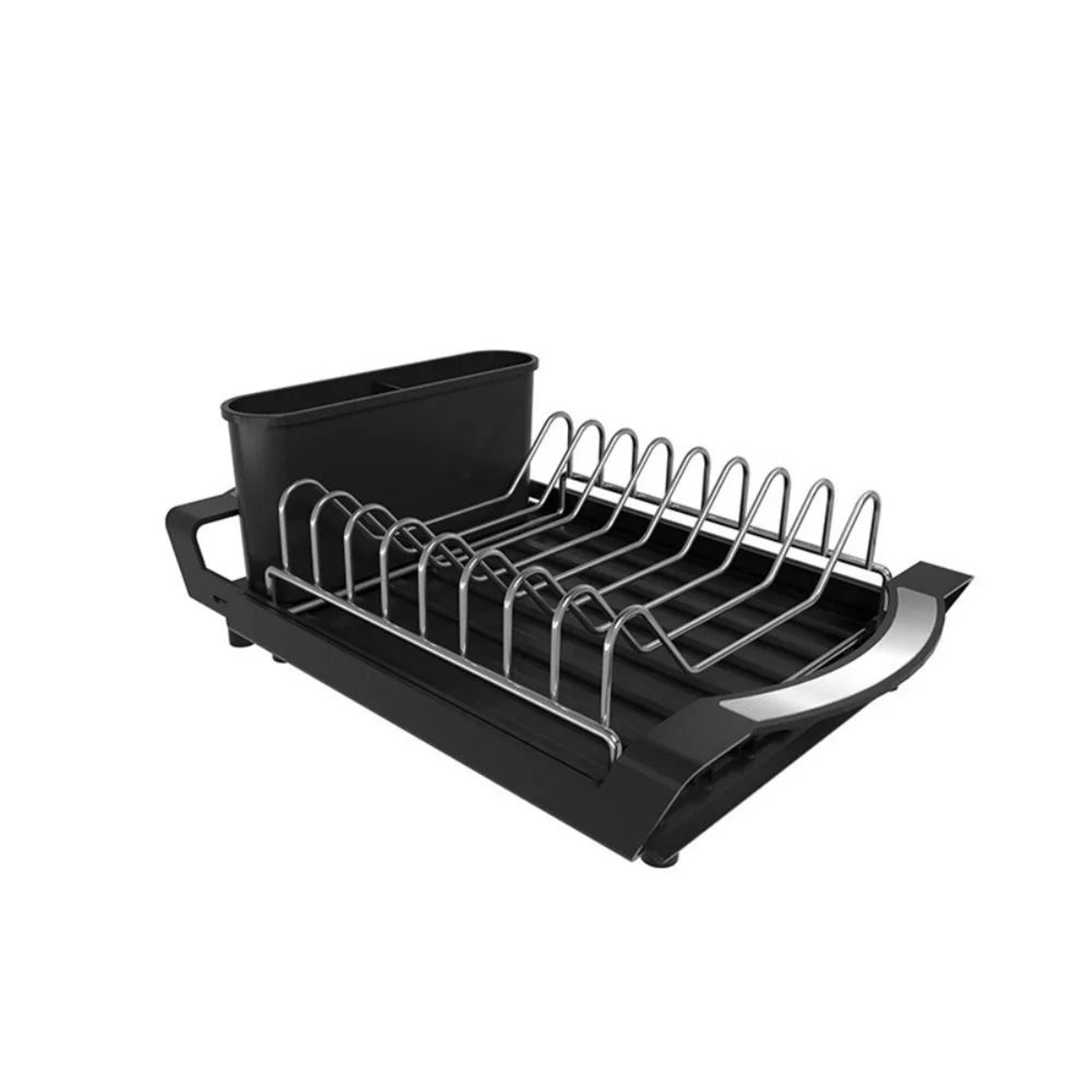 Extendable Dish Drying Rack With Utensil Holder And Drain Tray 7