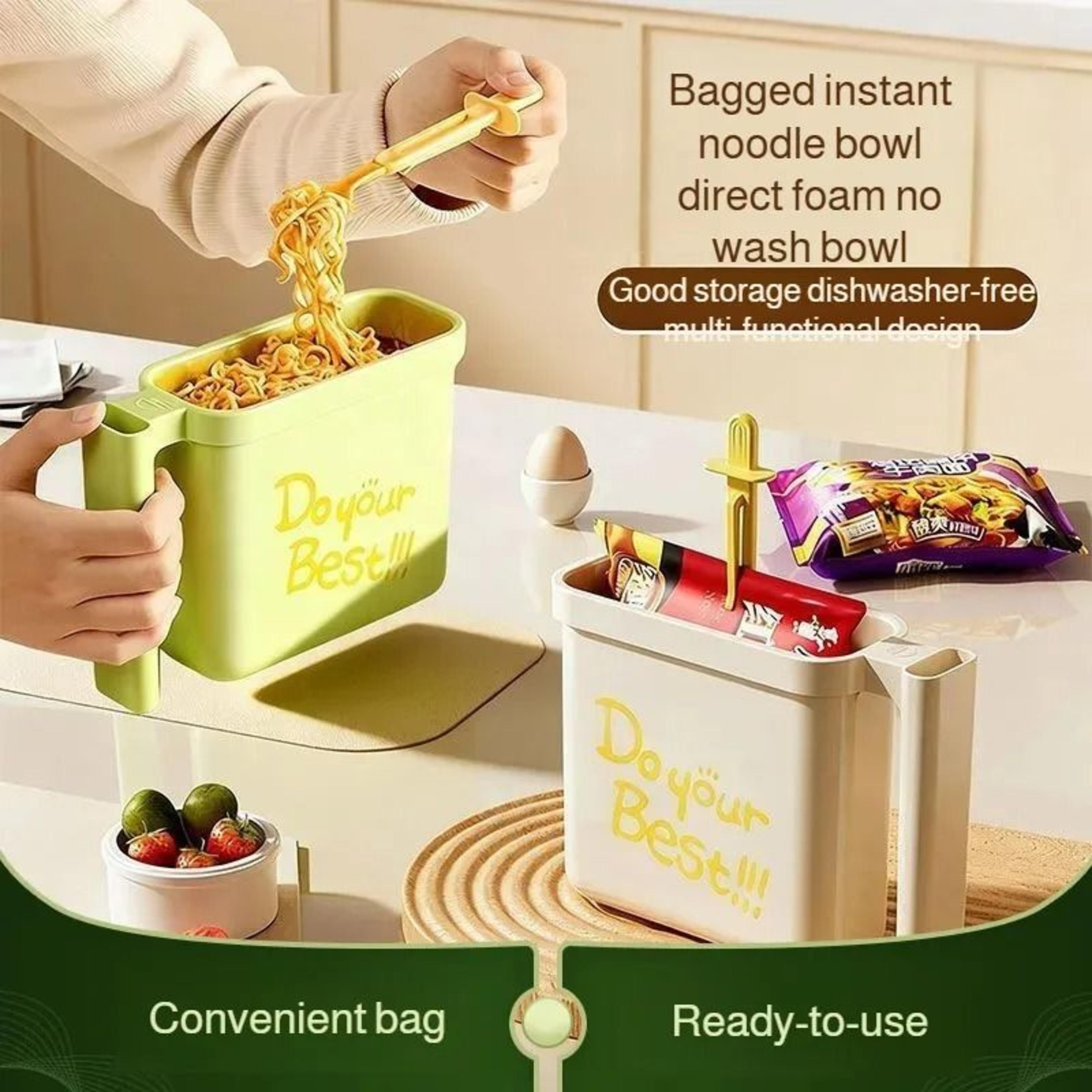 no wash instant noodle bowl with fork for quick meals