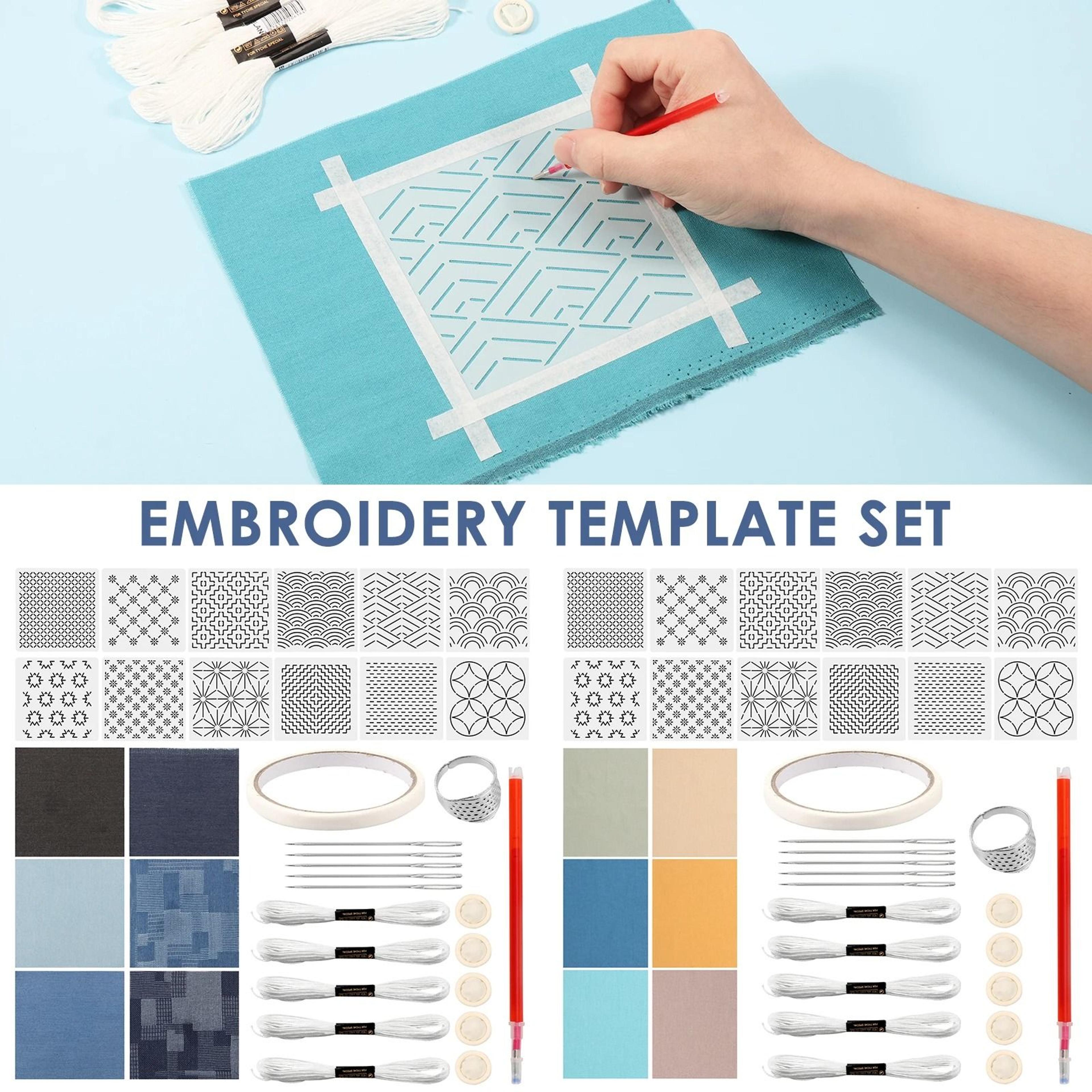 sashiko embroidery stencil kit 12 piece set