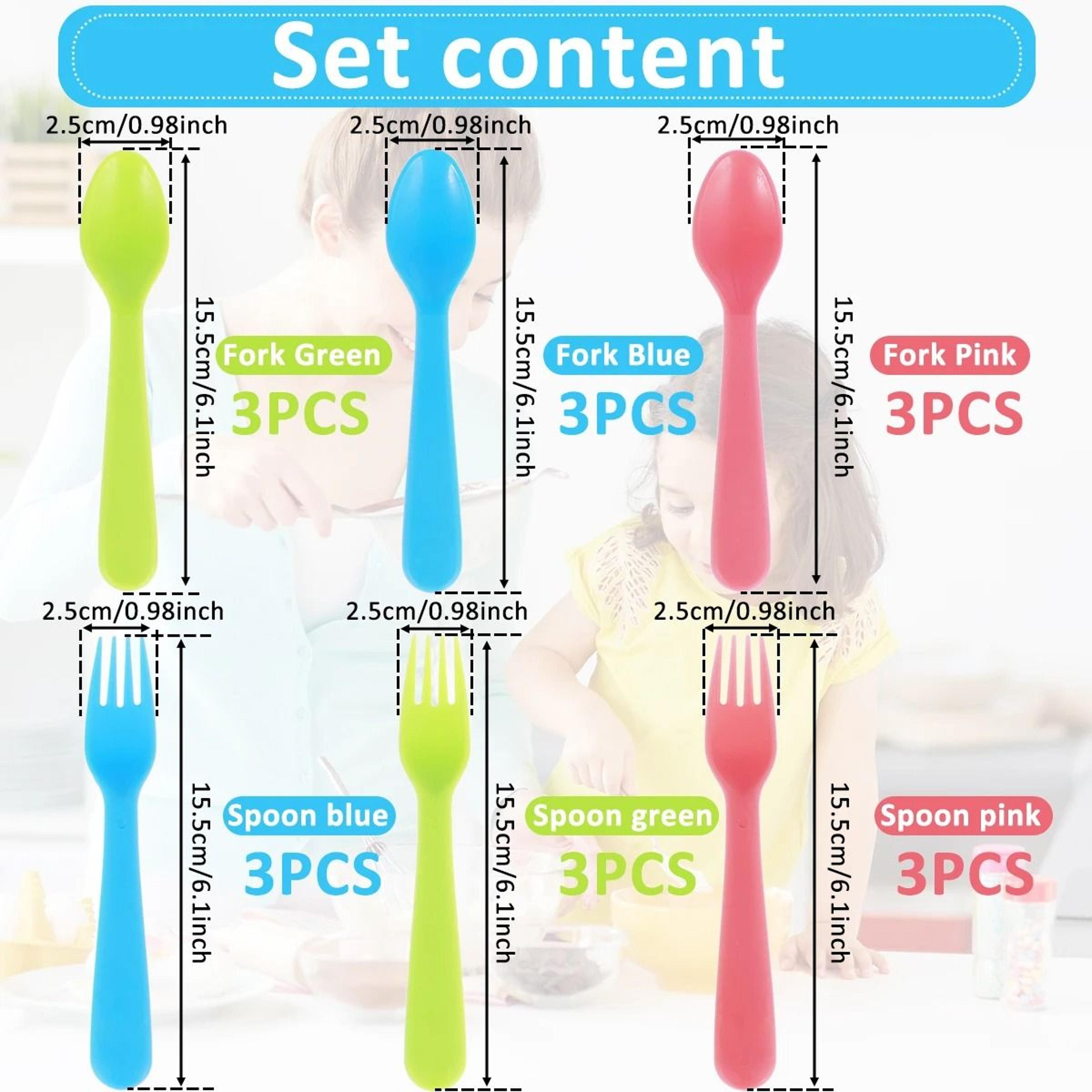 Colorful Reusable Toddler Fork And Spoon Set 18 Piece BPA Free Kids Utensils 2