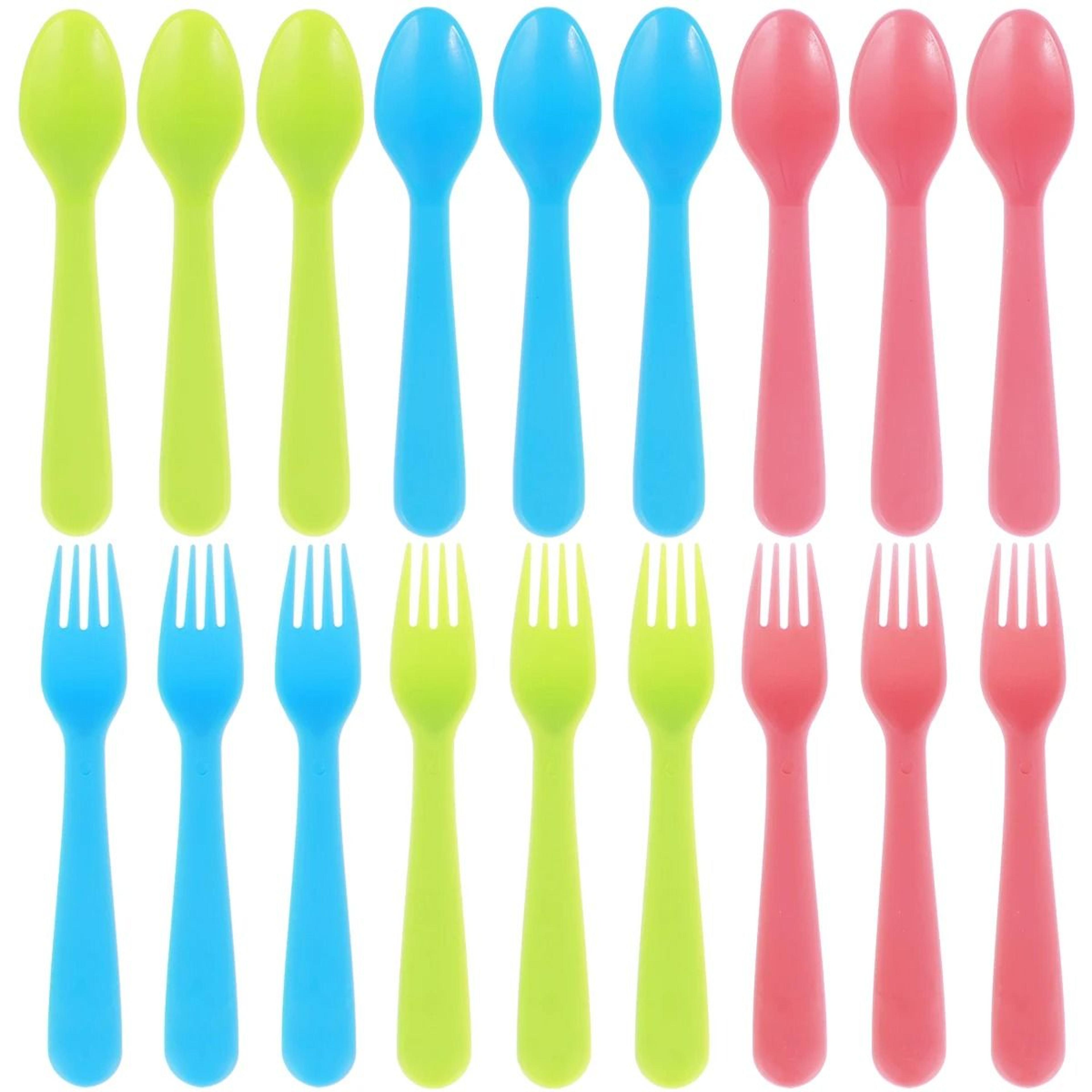Colorful Reusable Toddler Fork And Spoon Set 18 Piece BPA Free Kids Utensils 7