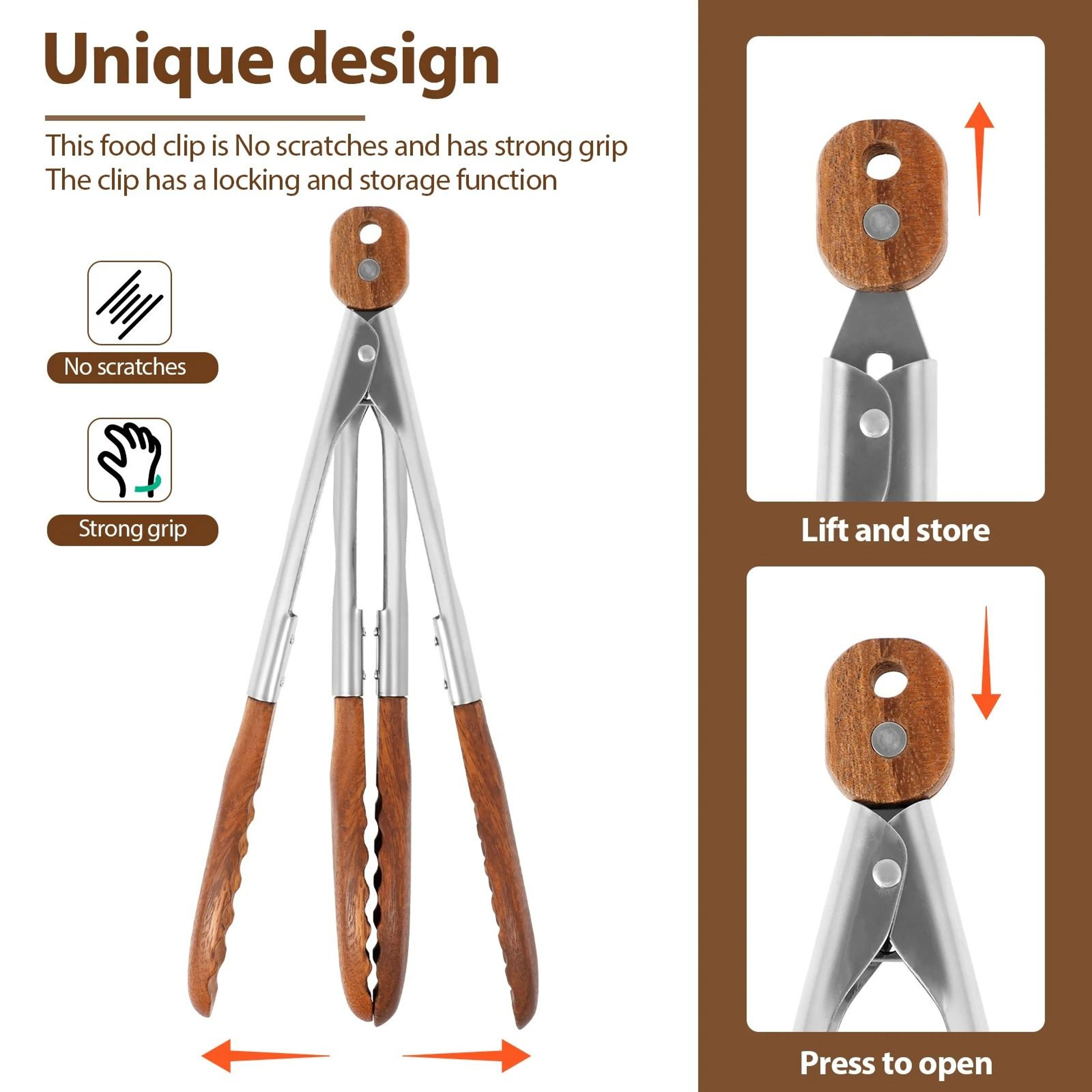2 Piece Rustproof Wood Food Tongs For Cooking And Serving 4