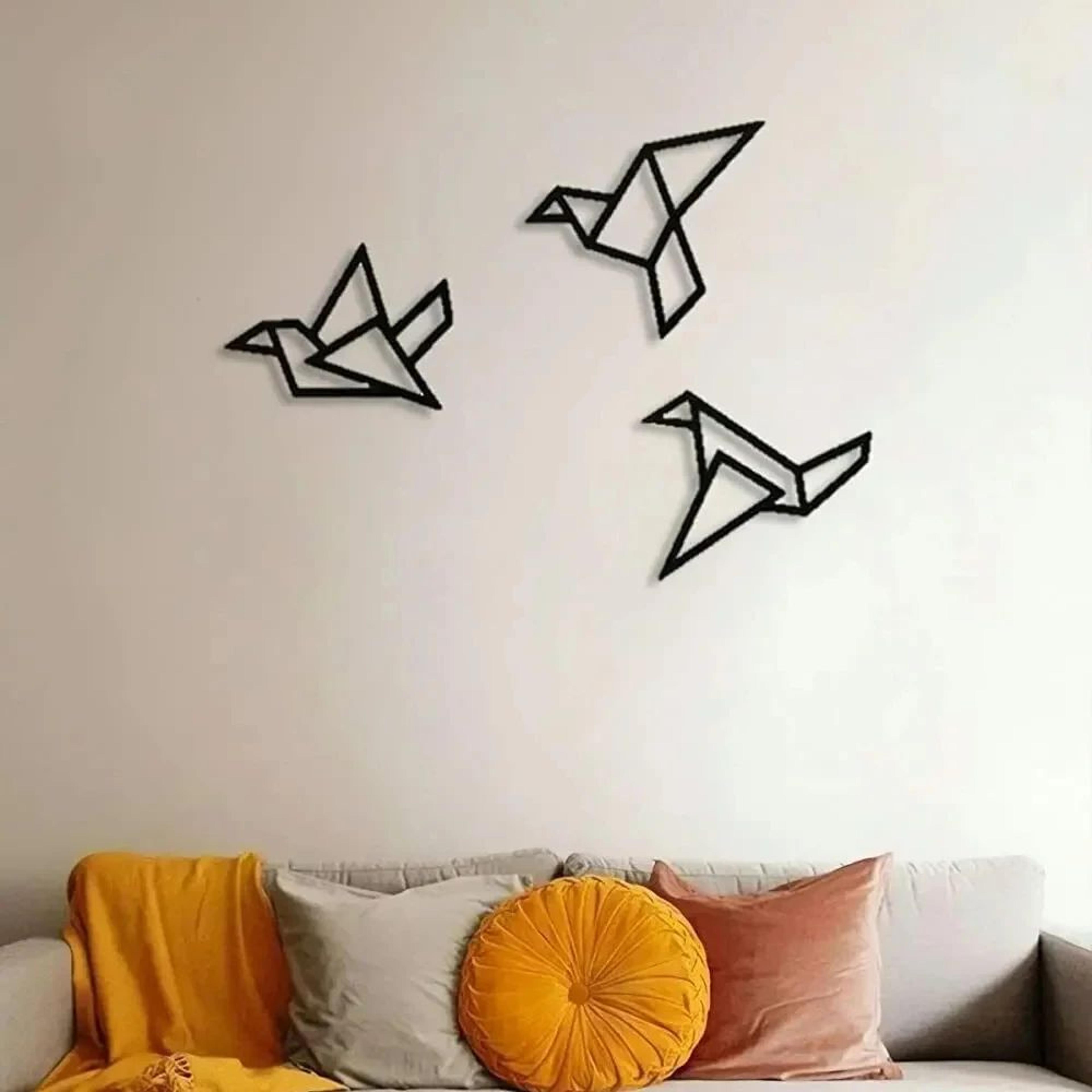 3pcs modern bird silhouette wall art iron hanging decor set