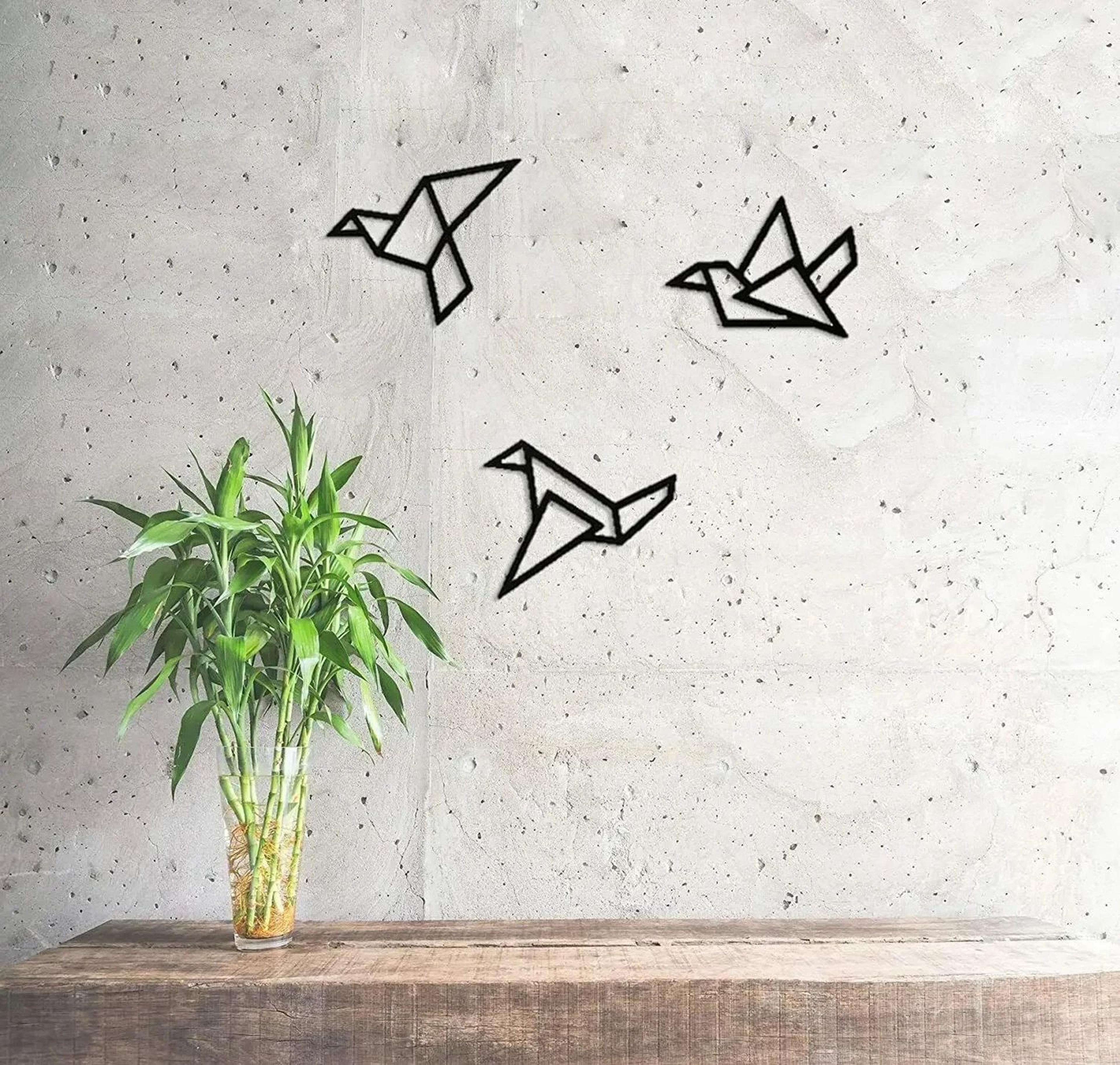 3PCS Modern Bird Silhouette Wall Art Iron Hanging Decor Set 6