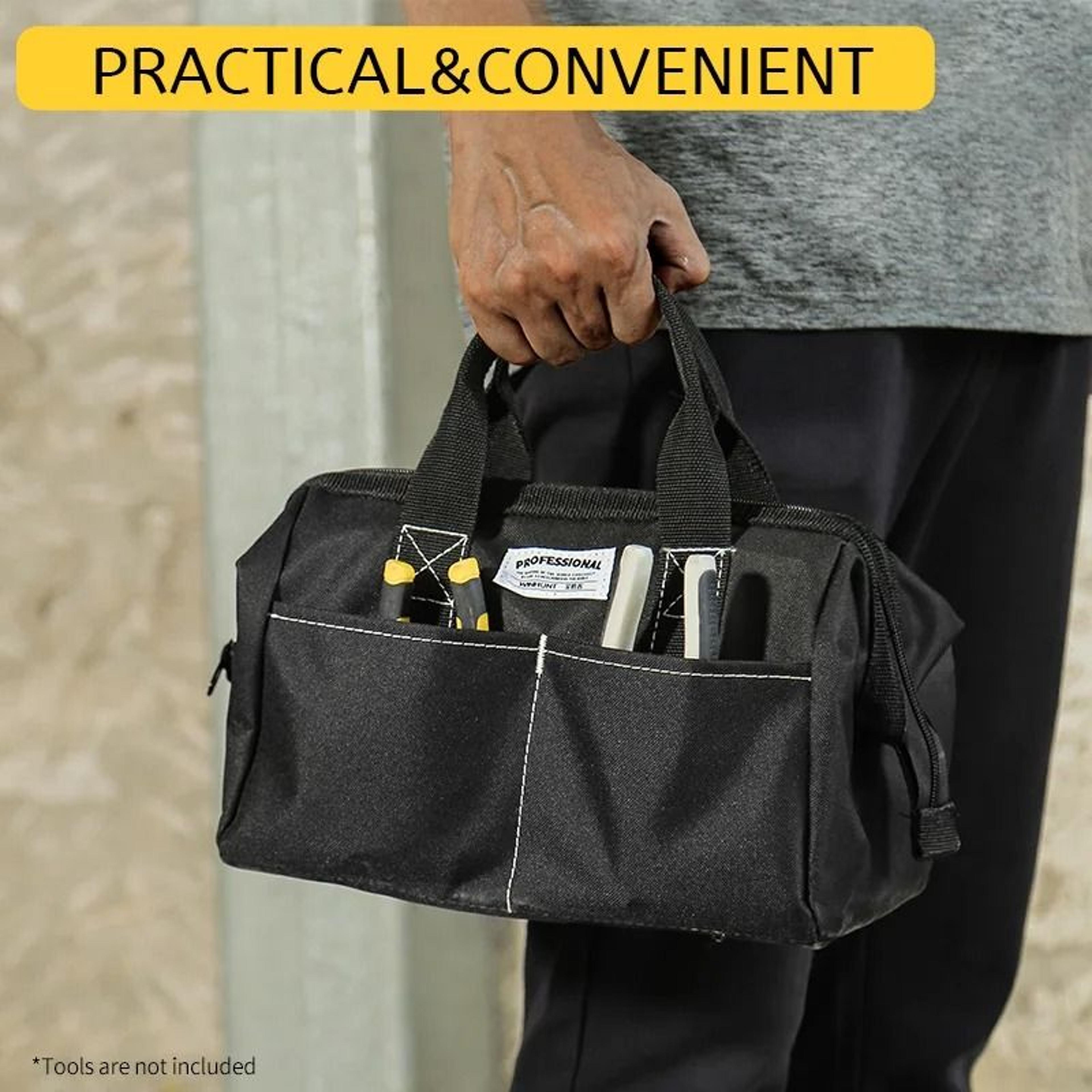 12 inch wide mouth tool bag with sturdy base