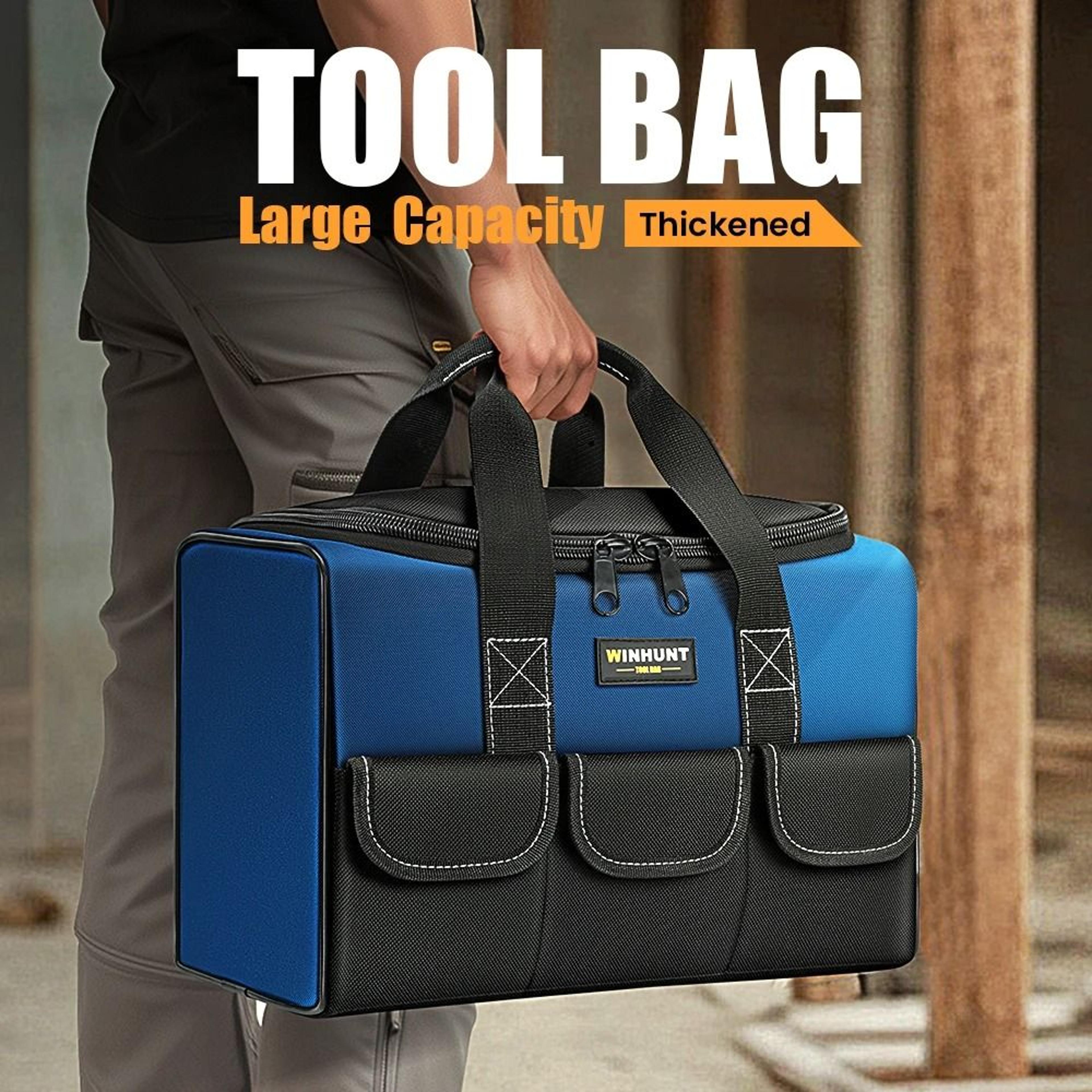 large capacity canvas tool bag with wide mouth