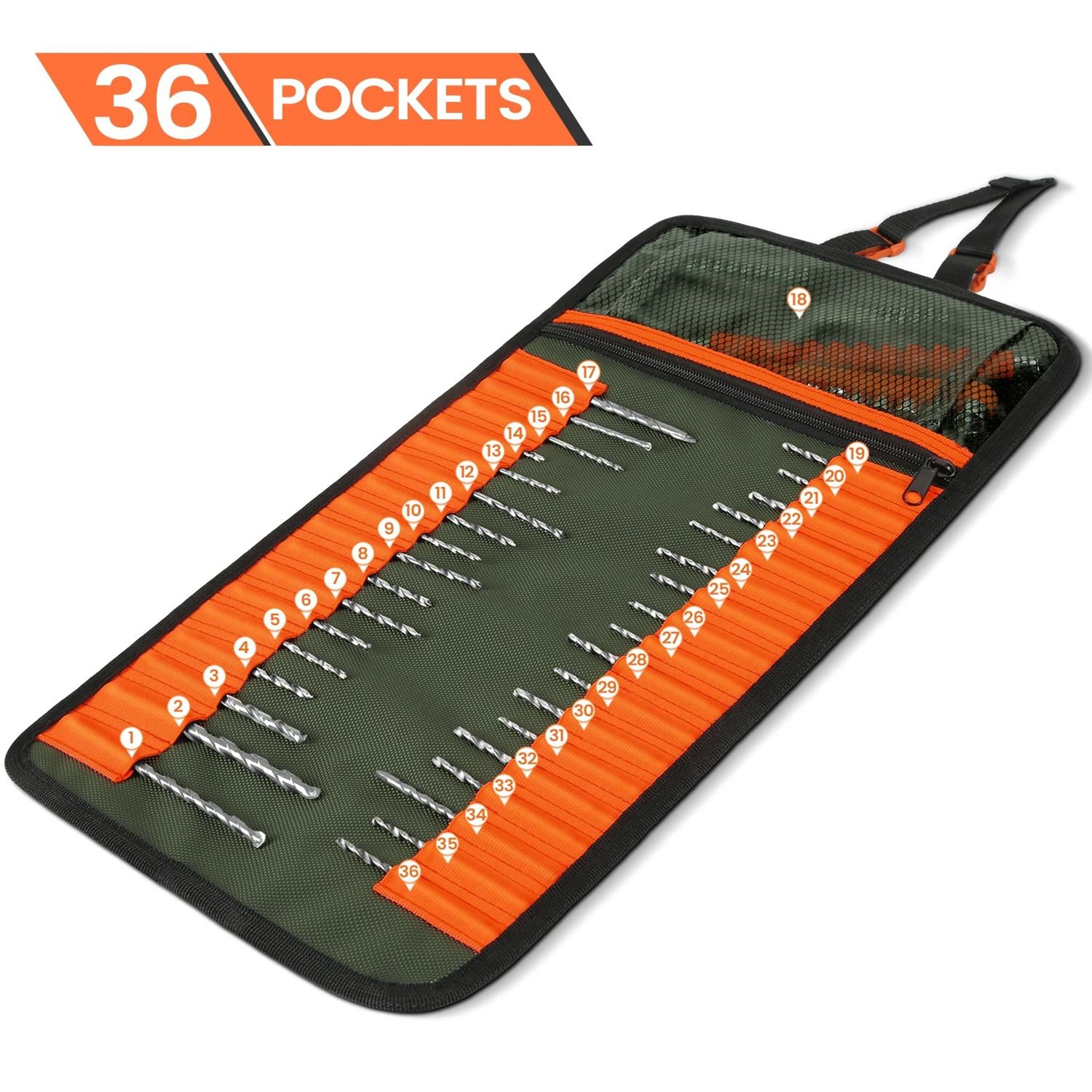 heavy duty roll up tool bag portable tool organizer with detachable storage pouches