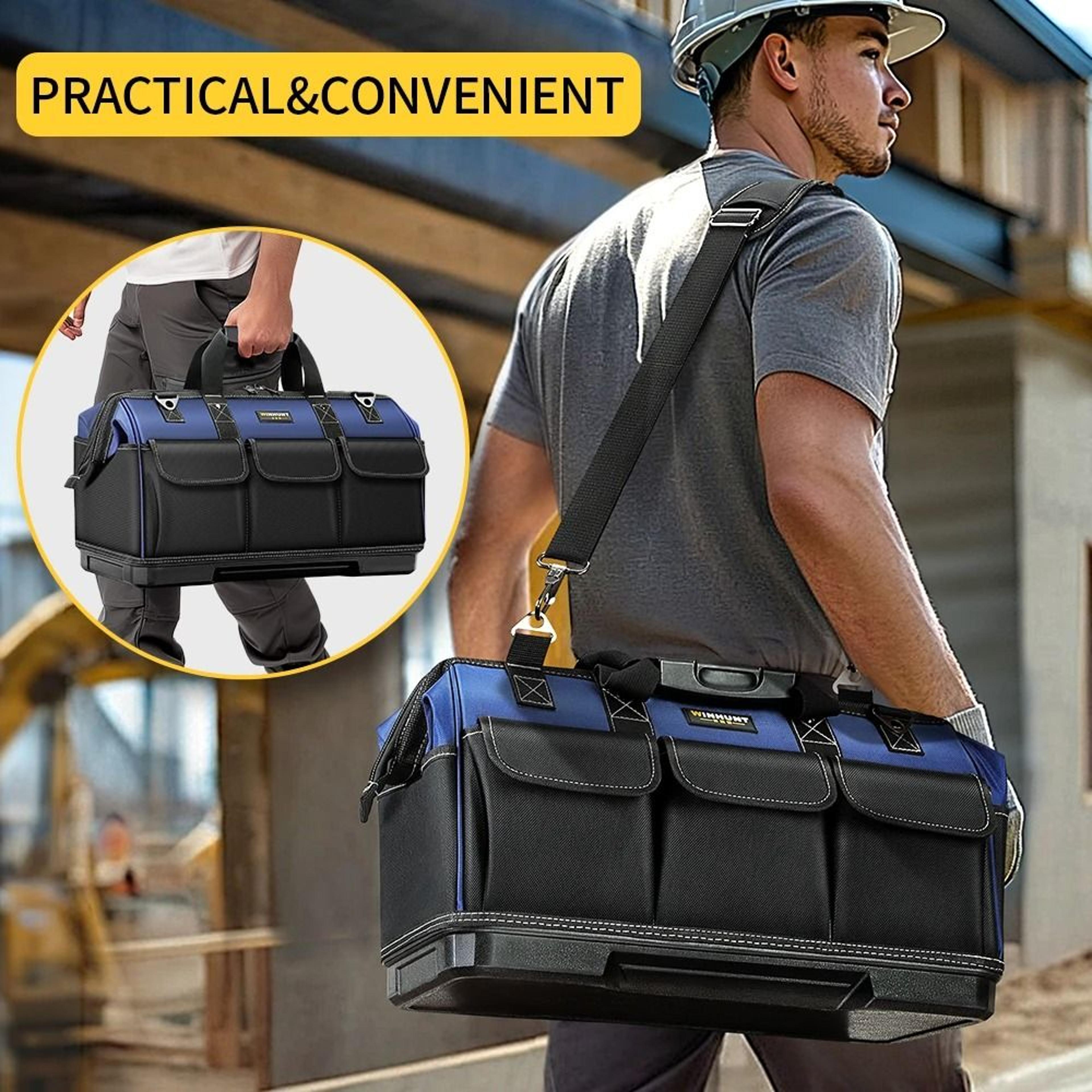 heavy duty canvas tool bag with multi pocket storage for electricians and contractors