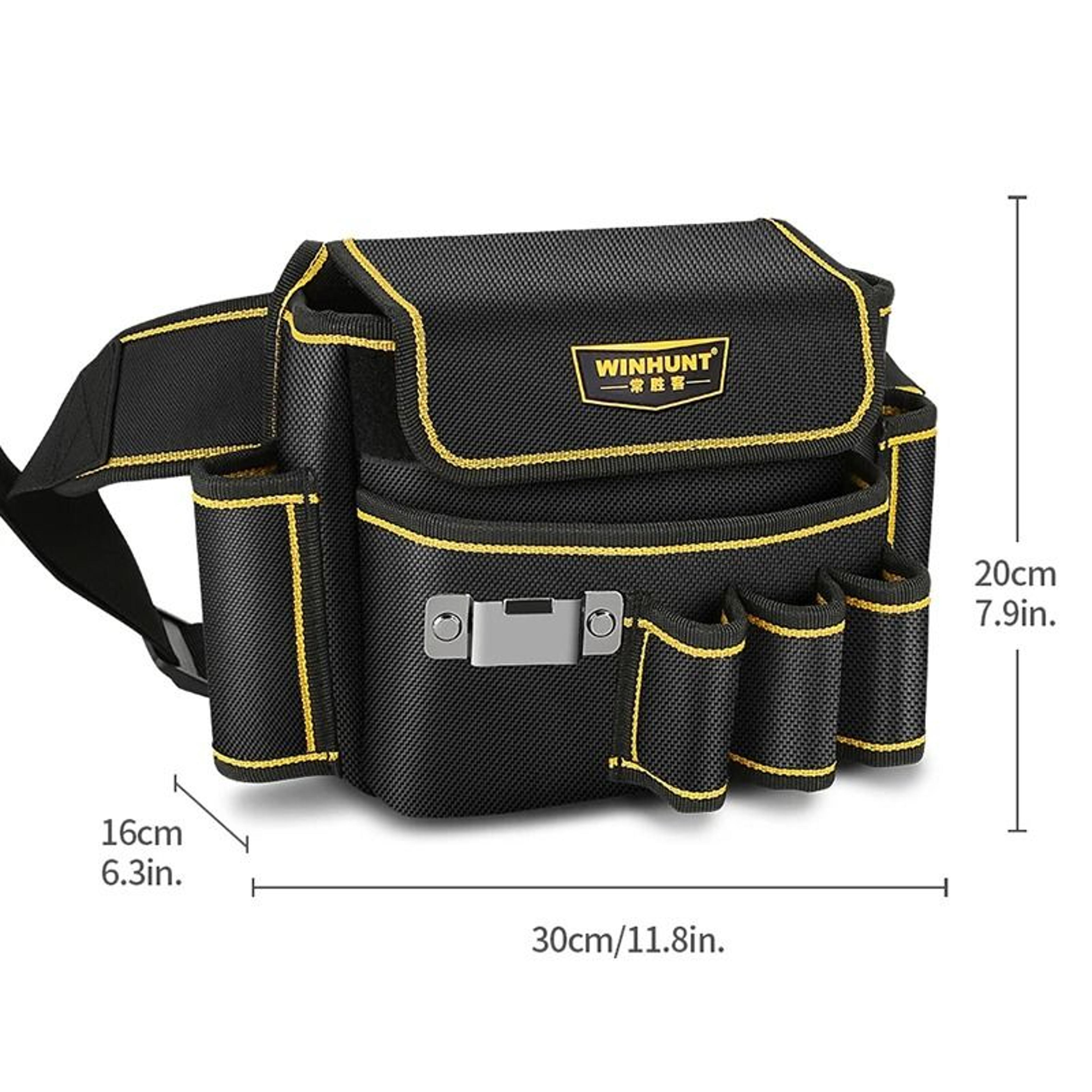 Heavy Duty Tool Pouch With Adjustable Belt And Multi Pocket Storage 1