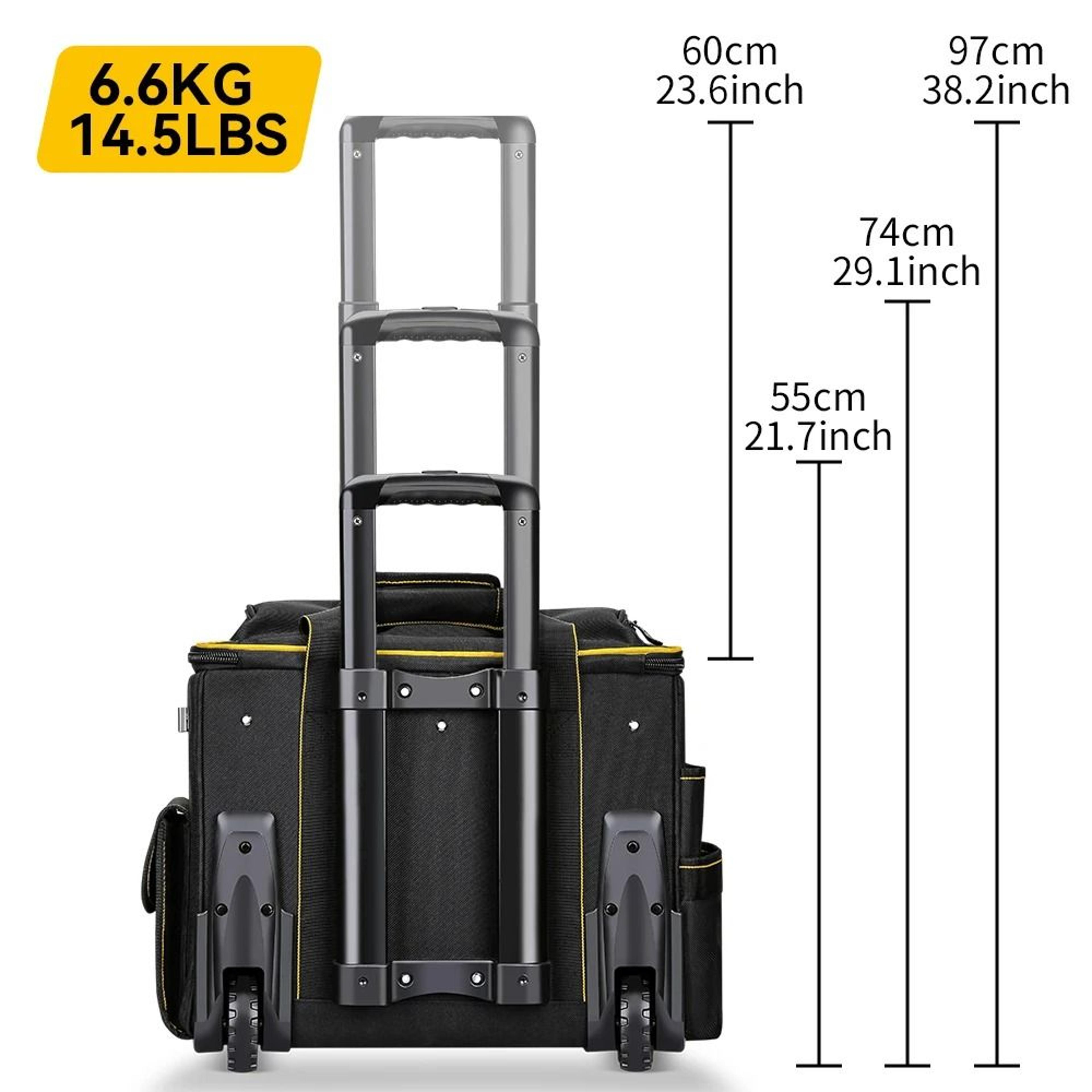 Heavy Duty Rolling Tool Bag With Telescoping Handle And Wheels 2