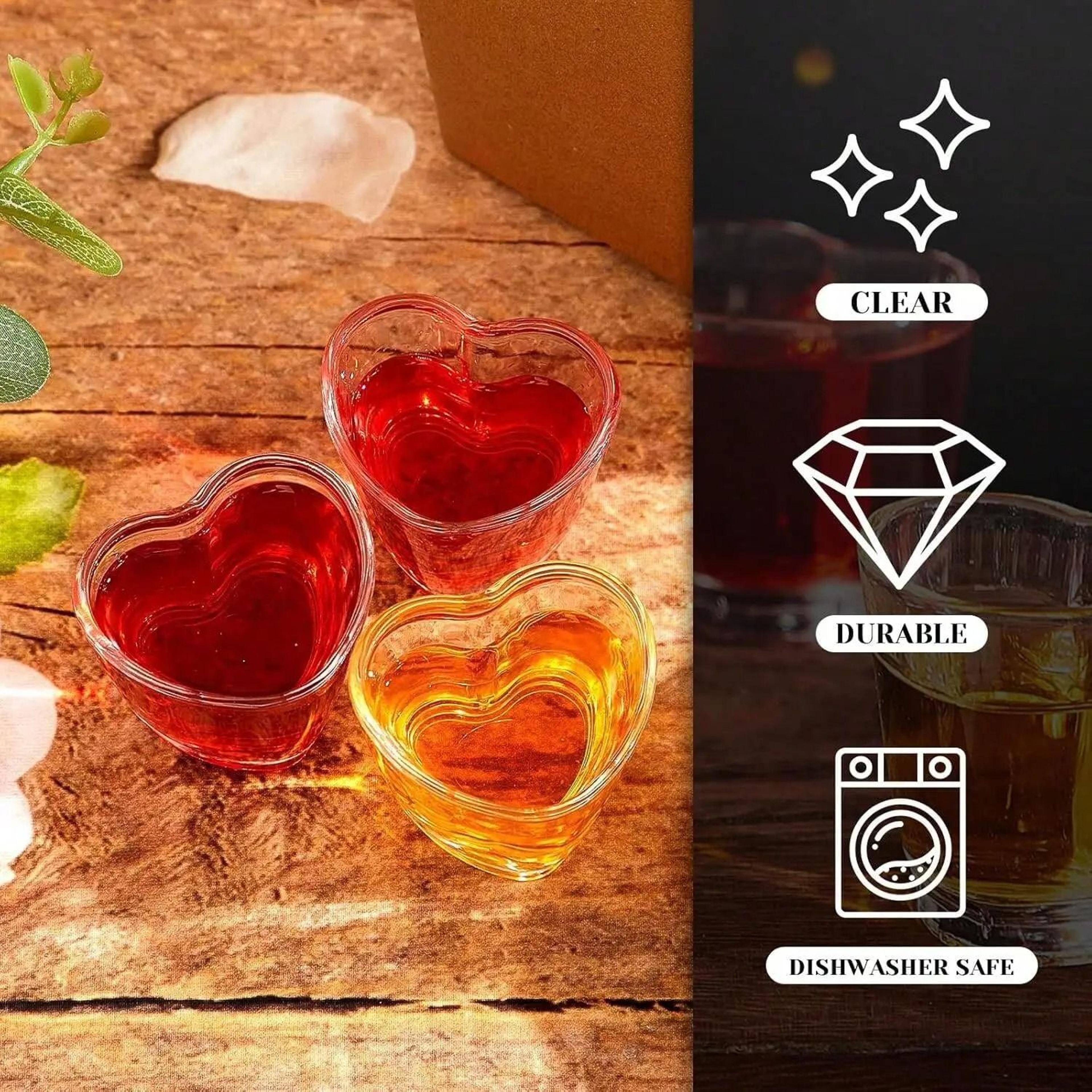 Heart Shaped Acrylic Mini Shot Glass Set 3