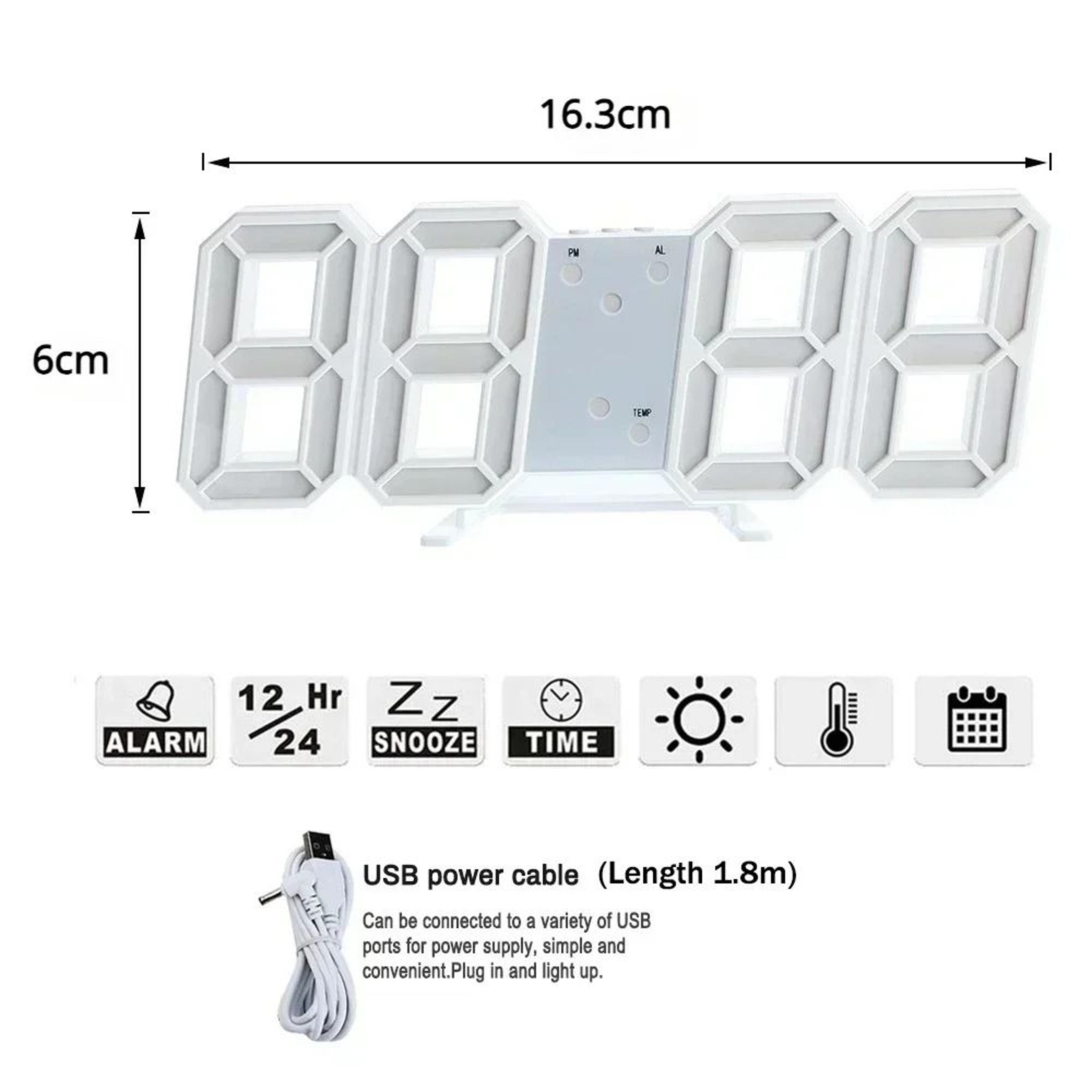 3D LED Digital Wall Clock With Adjustable Brightness Night Mode 6