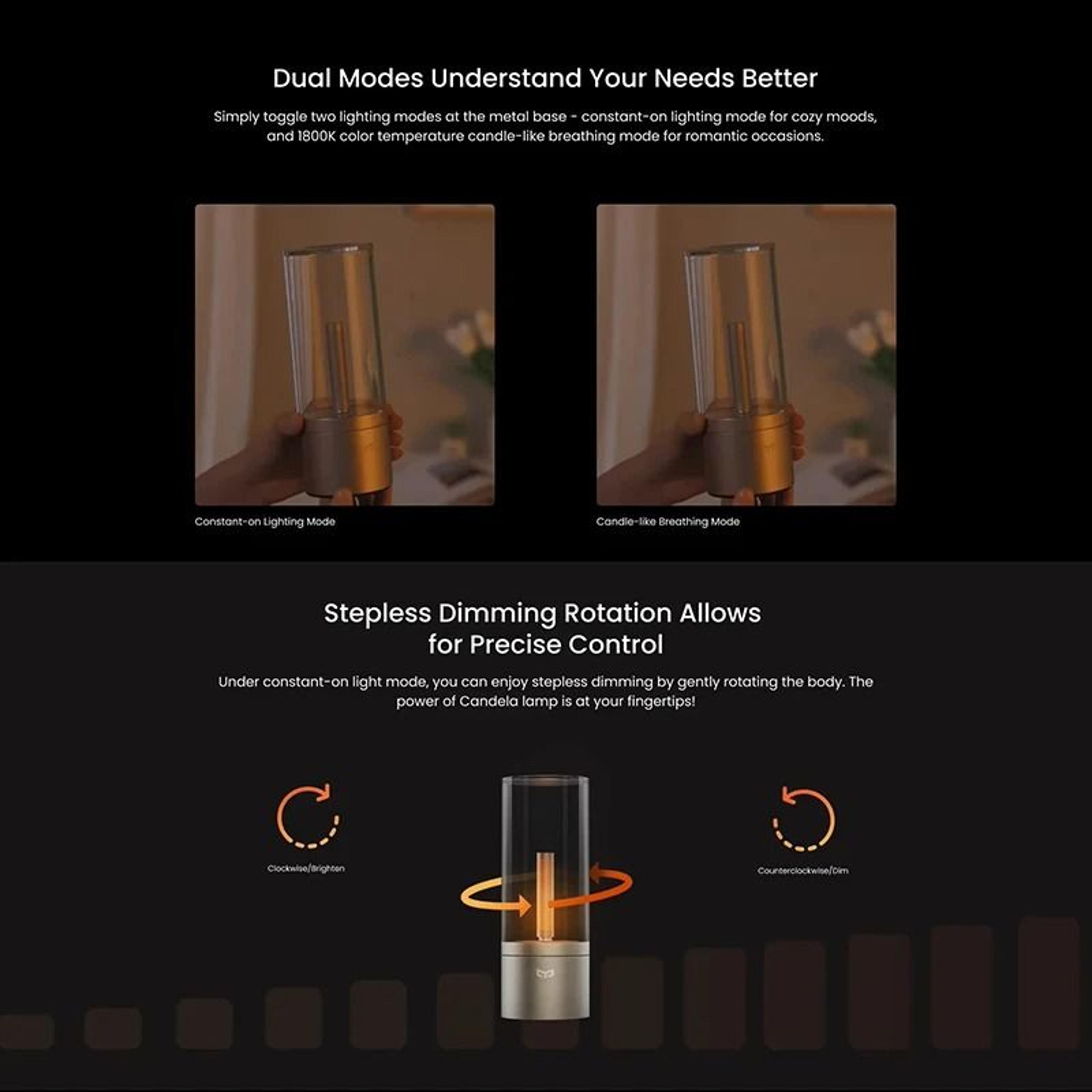 Rechargeable Dimmable LED Candela Nightstand Lamp 3