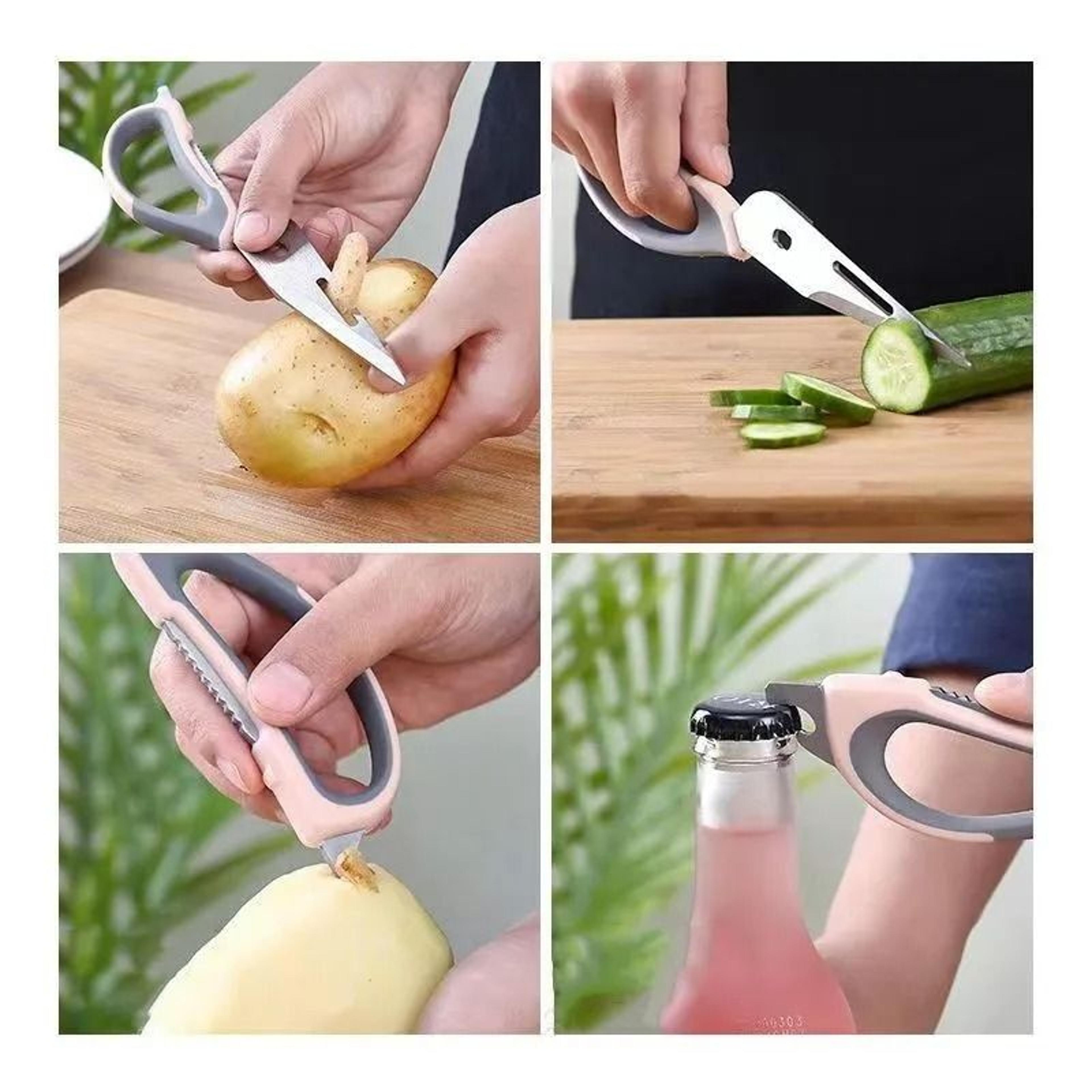 Seven In One Stainless Steel Kitchen Scissors With Magnetic Holder 5