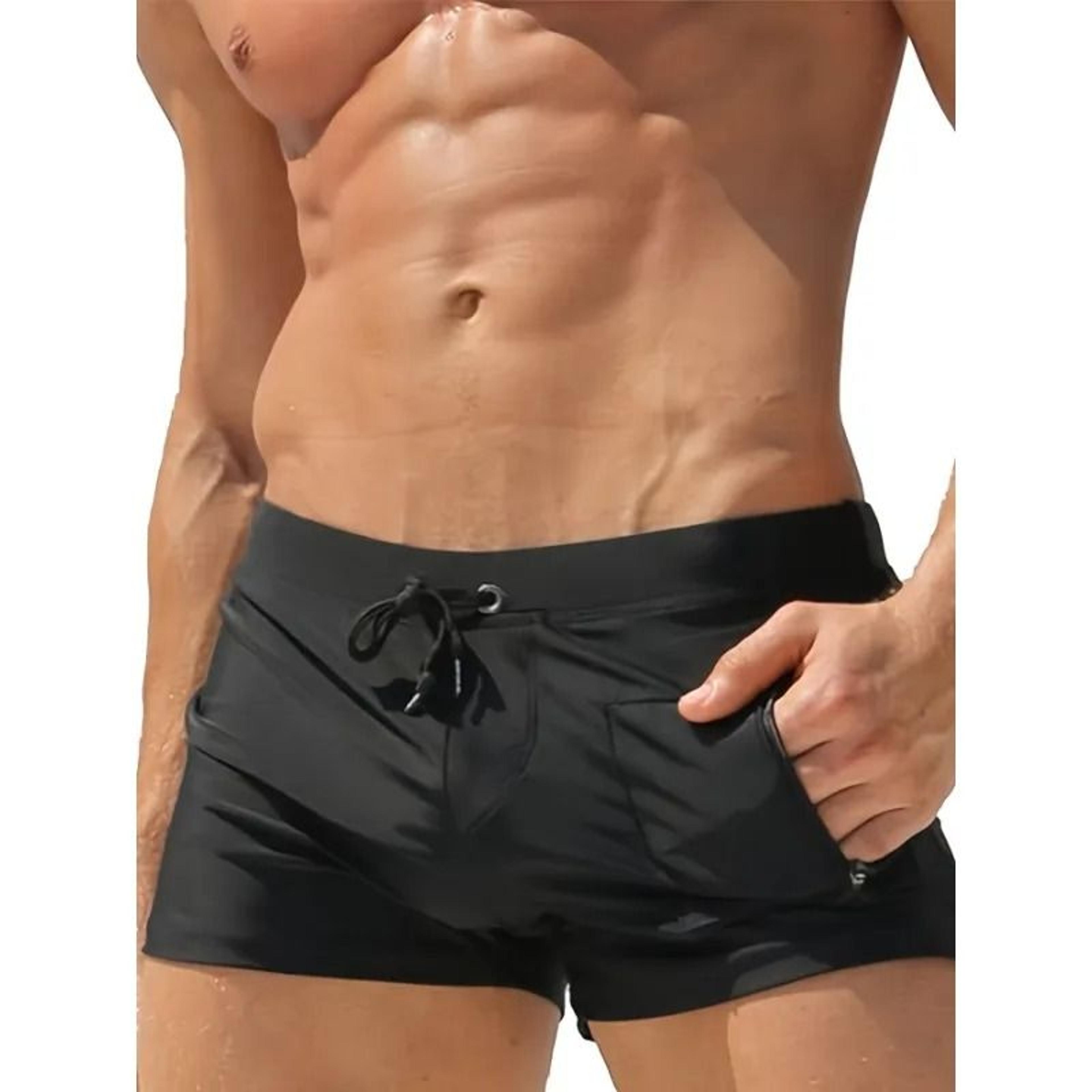 Mens Quick Dry Swim Trunks With Zipper Pocket And Drawstring Waist 4